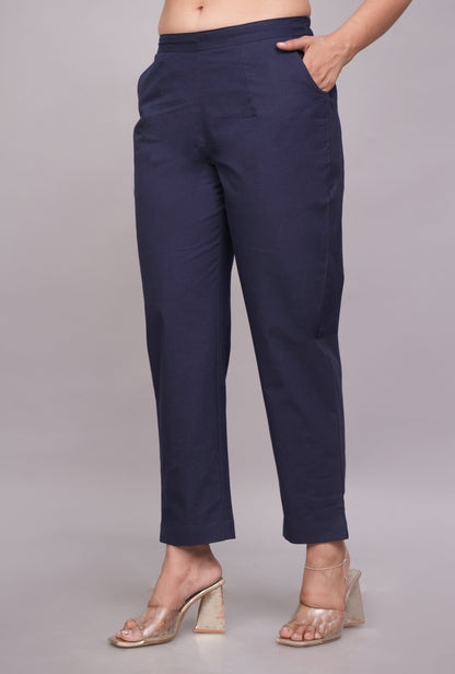 Stylish Navy Blue Cotton Pant – Soft Fabric for All-Day Wear