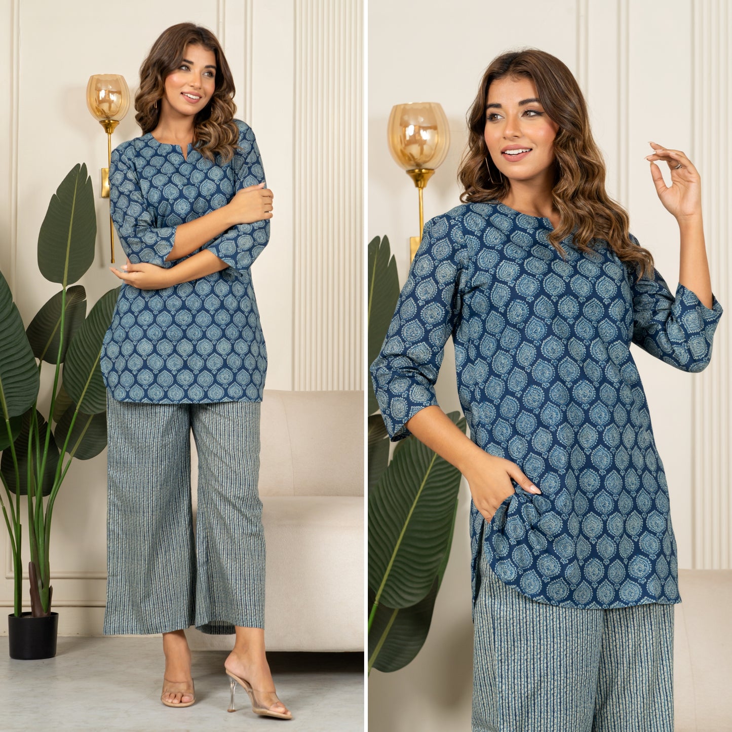 Indigo Ajrakh Buta Blue Cotton Loungewear set