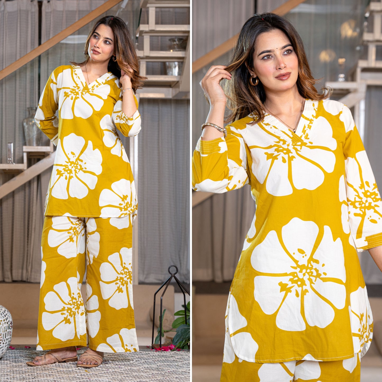 Minimal Blossom Yellow Printed Cotton Co-ords Set