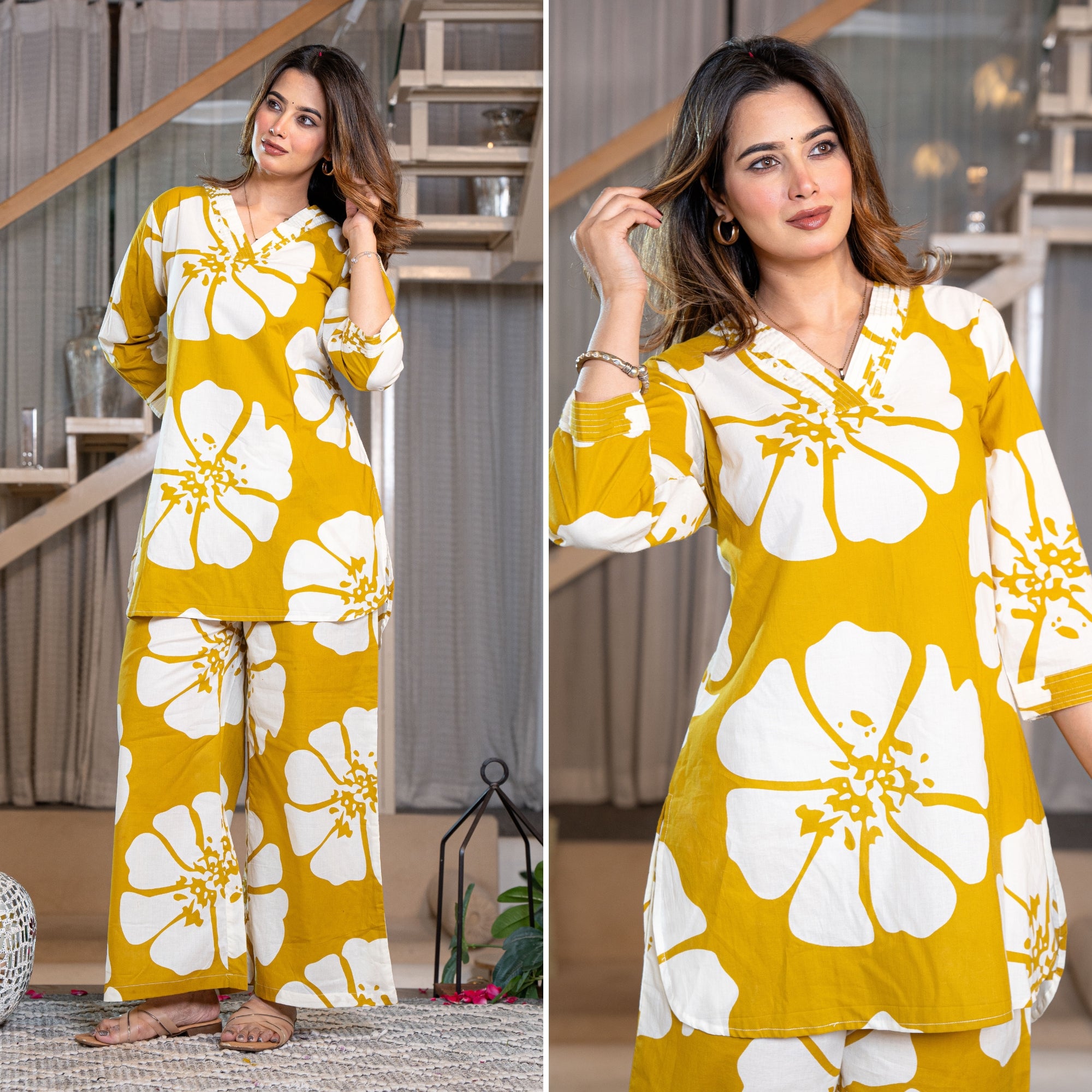 Minimal Blossom Yellow Printed Cotton Co-ords Set