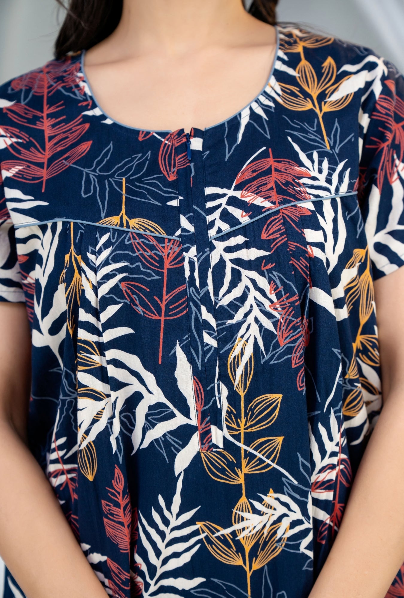 Patravali Navy Blue Cotton Printed Nightwear Gowns