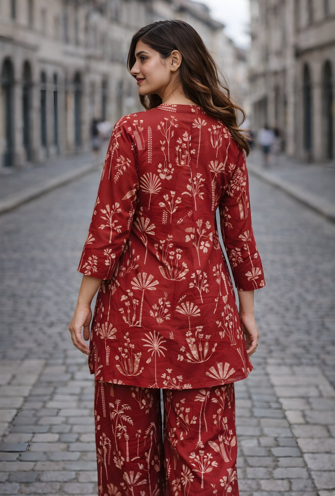 Royal Crimson Red Cotton Co-ord Set