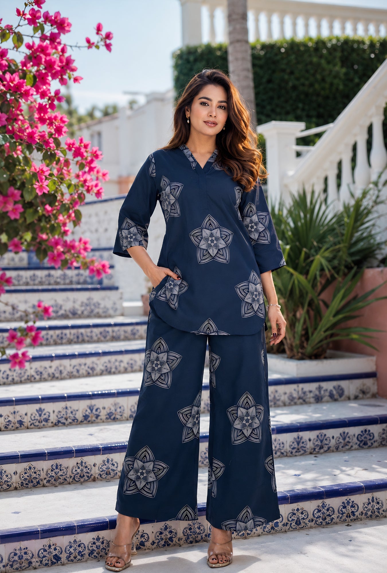 Royal Orbit Blue Cotton Co-ord Set