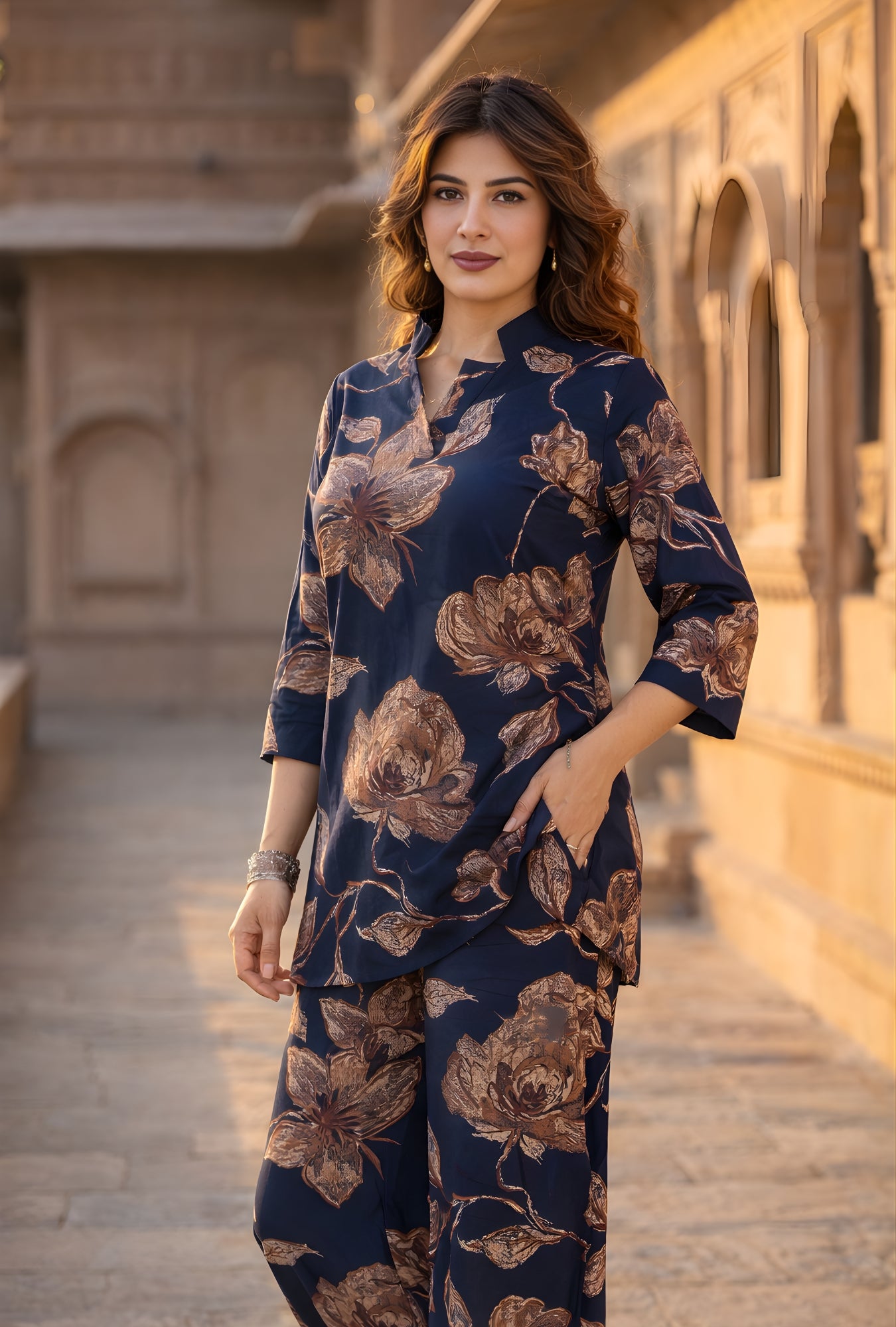 Botanic Muse Navy Printed Cotton Co-ords Set