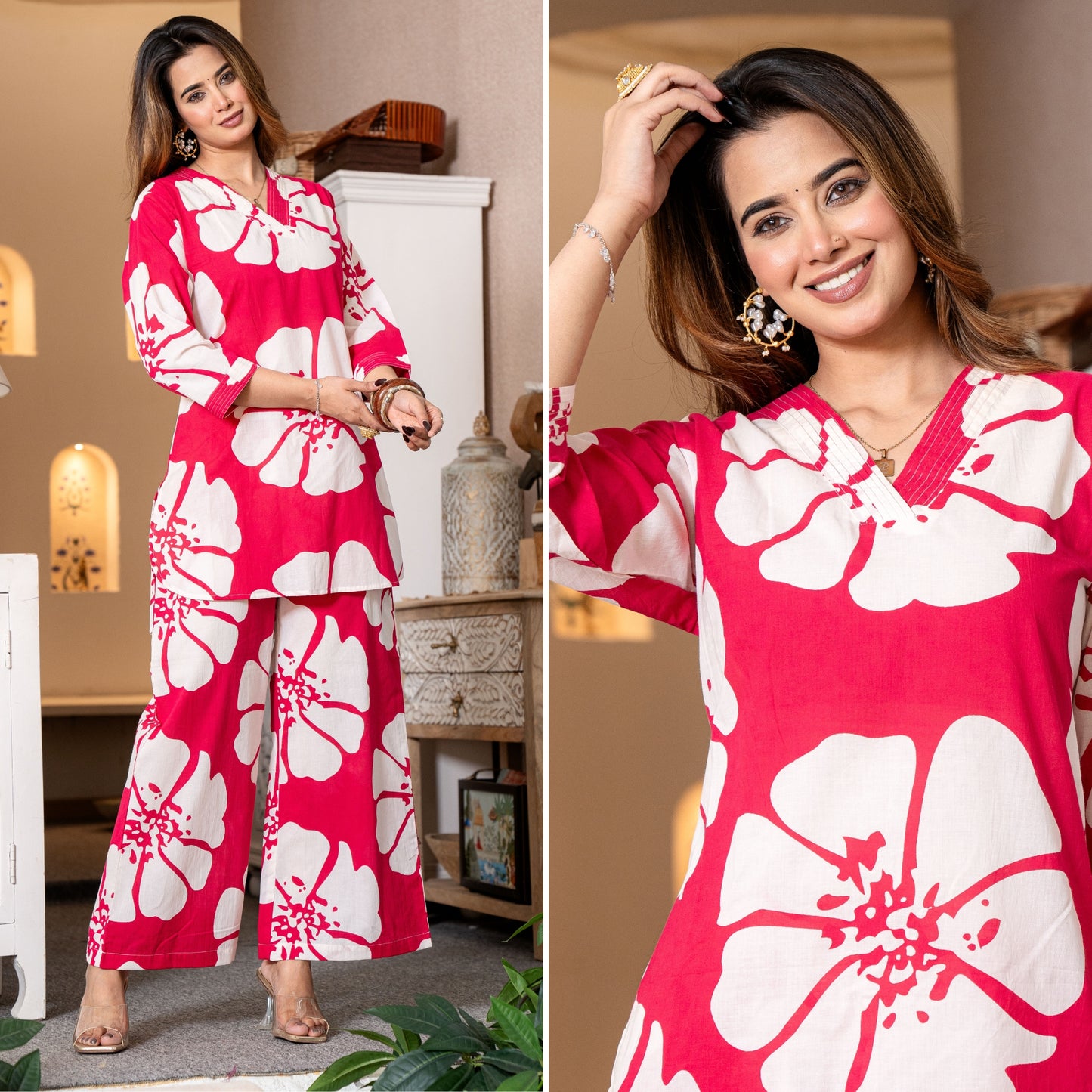 Minimal Blossom Pink Printed Cotton Co-ords Set