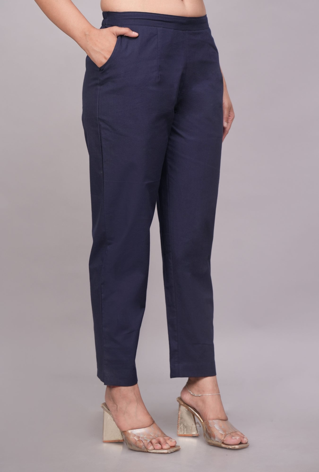 Stylish Navy Blue Cotton Pant – Soft Fabric for All-Day Wear