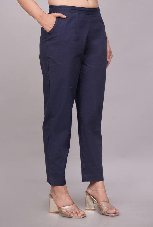 Stylish Navy Blue Cotton Pant – Soft Fabric for All-Day Wear