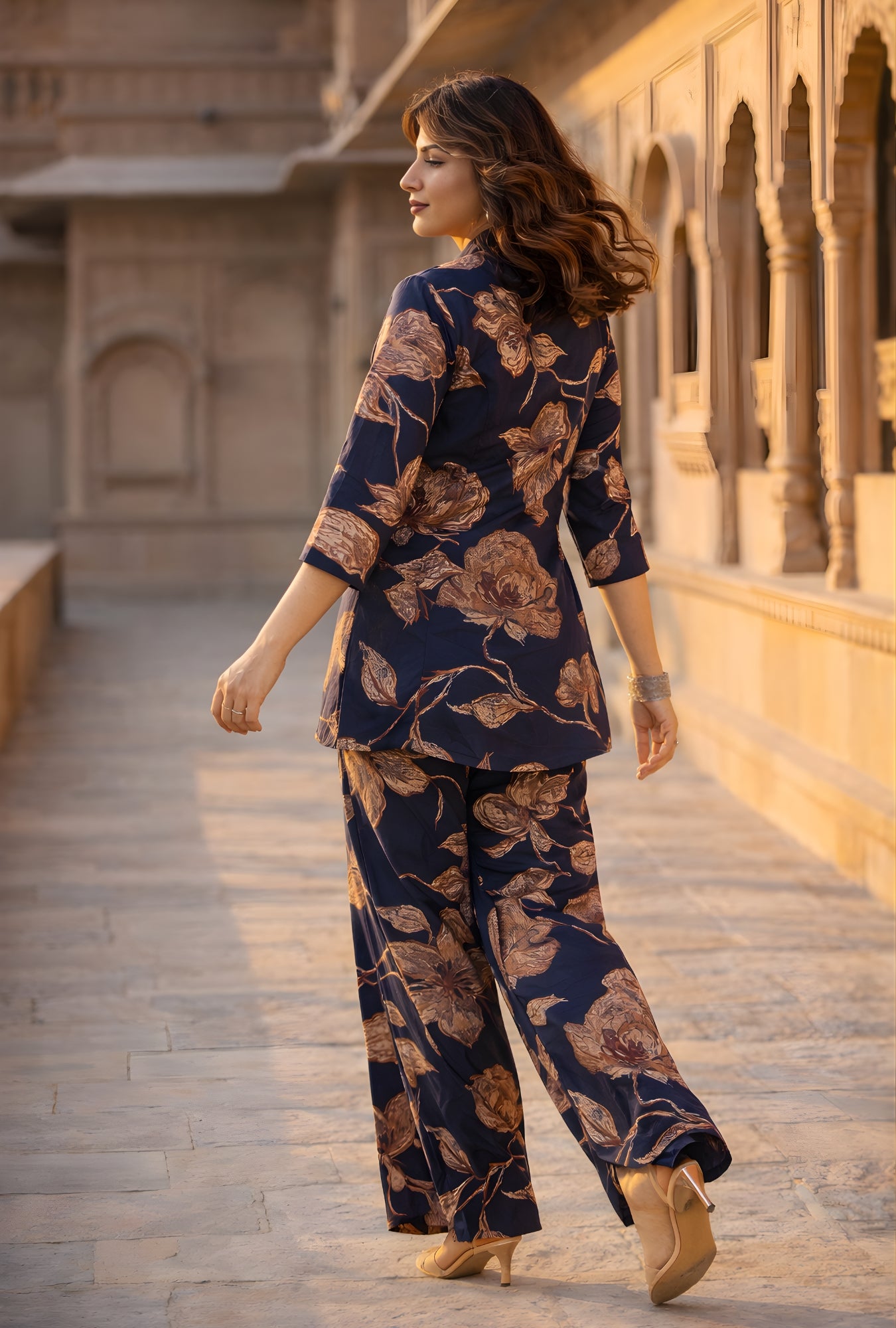 Botanic Muse Navy Printed Cotton Co-ords Set