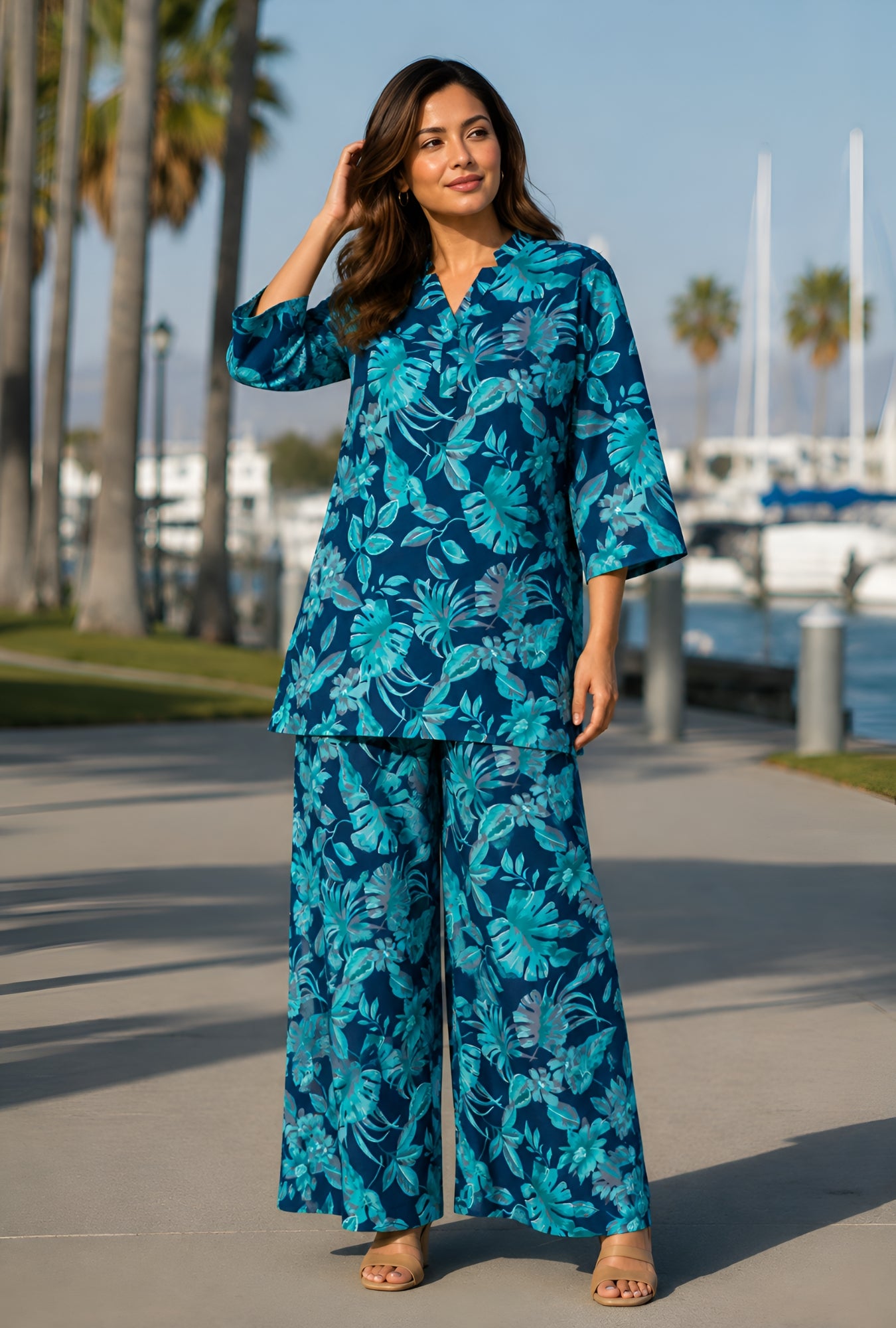 Meadow Breeze Blue Cotton Co-ords Set