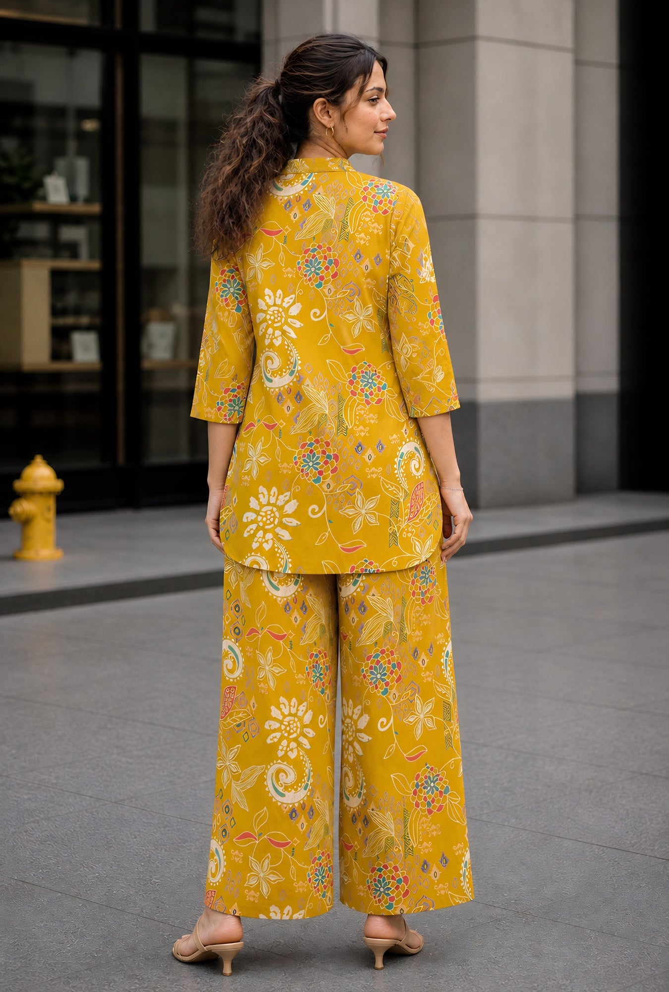 Folk Legends Mustard Printed Cotton Co-ords Set