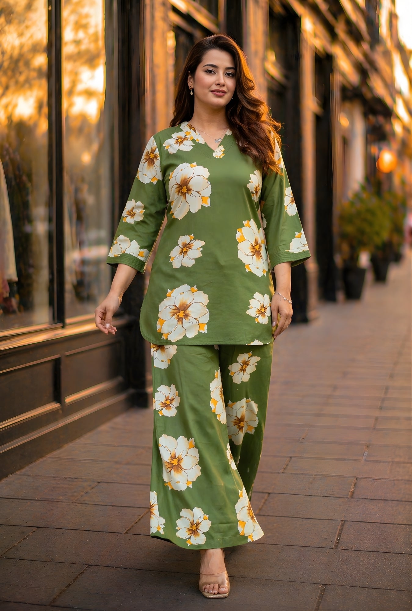 Bloom Muse Olive Cotton Co-ord Set