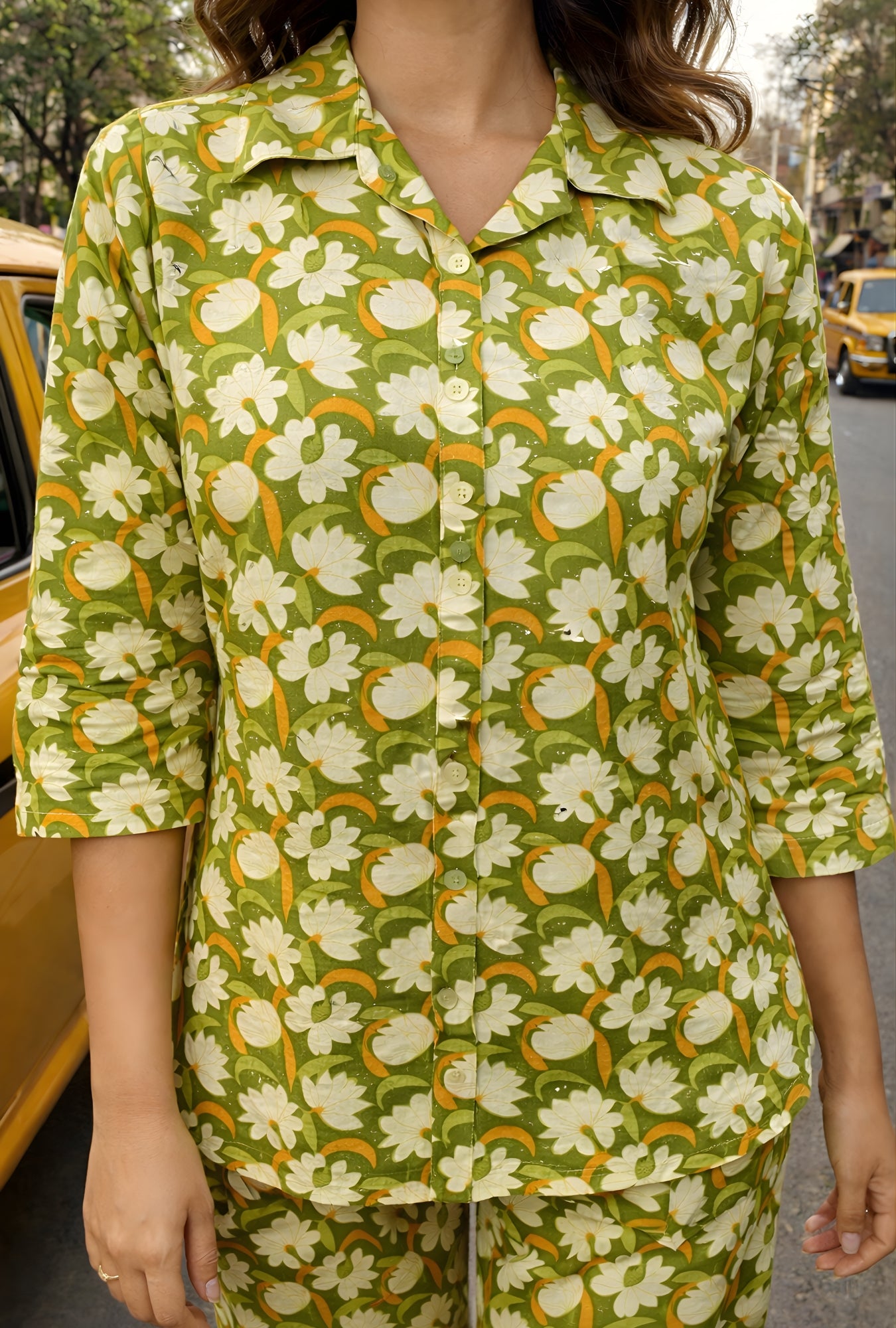 Tulip Mehndi Cotton Loungewear Co-ords Set