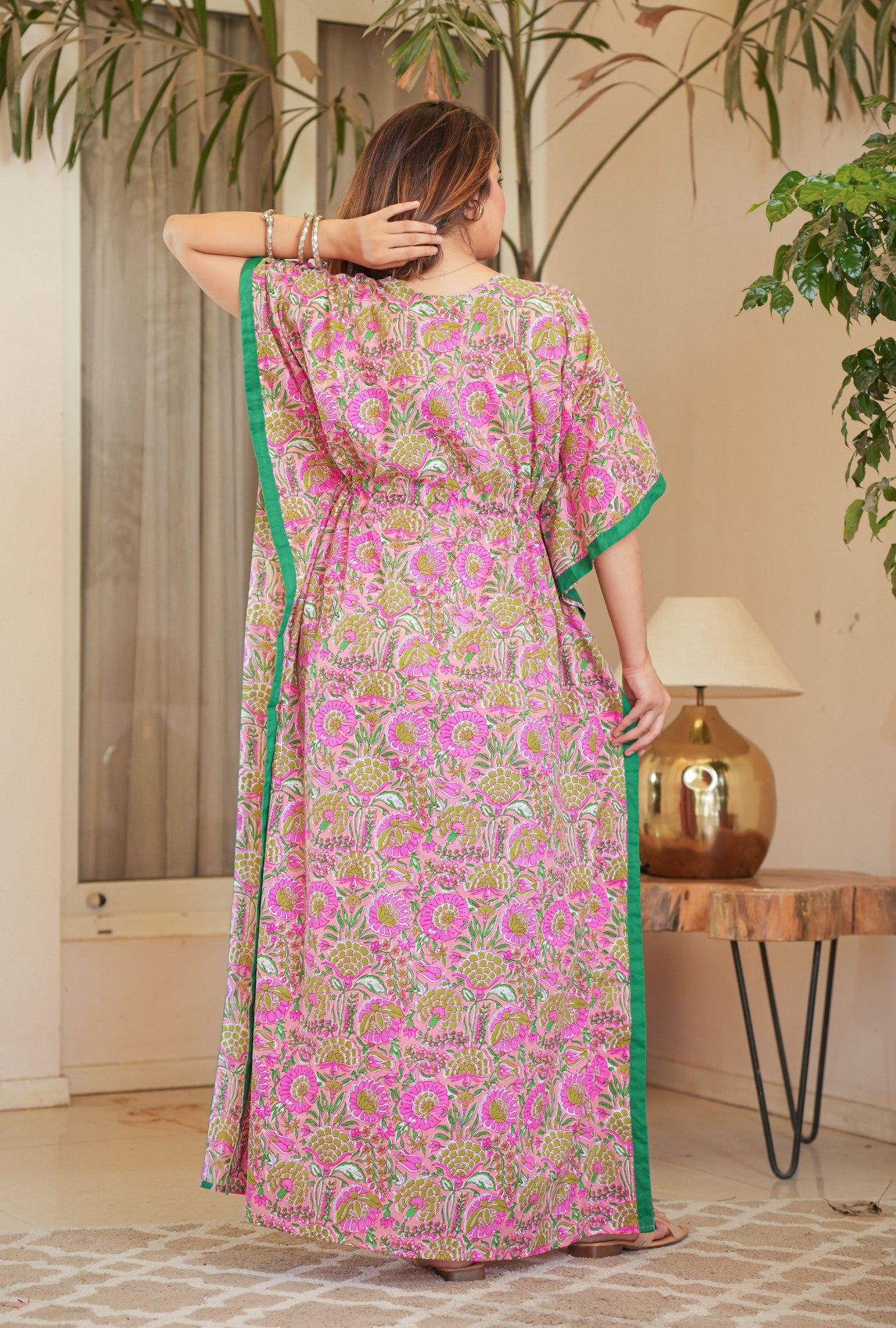 Rang Kalamkari Coral Loungewear Cotton Kaftan