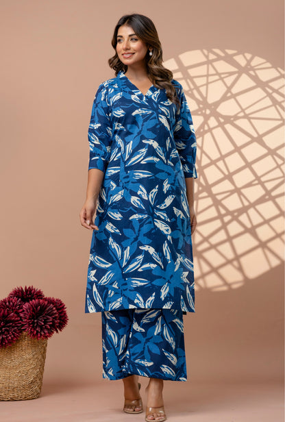 Tropical Blue Cotton Co-ords Set