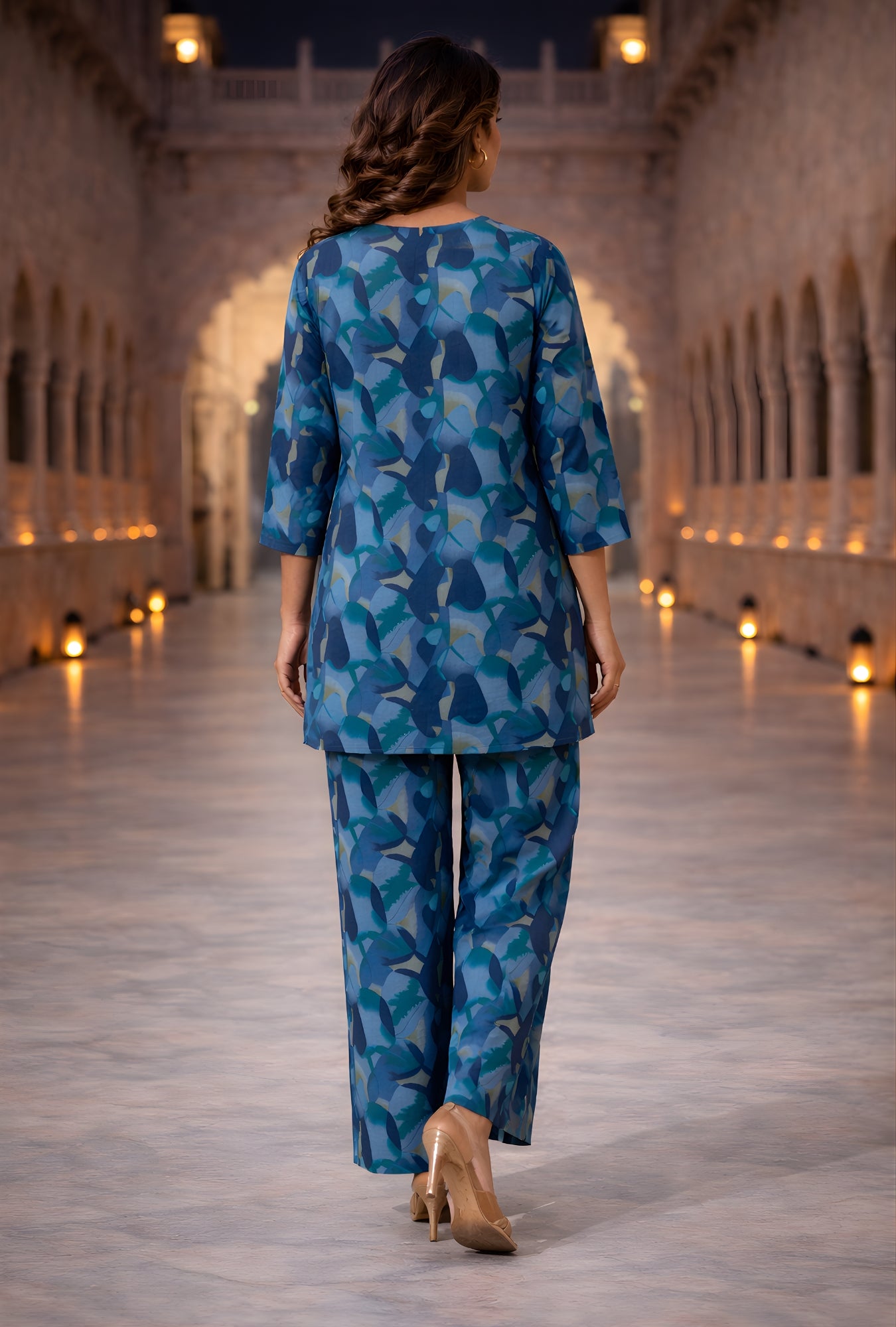 Hexa Blue Cotton Loungewear Co-ords Set