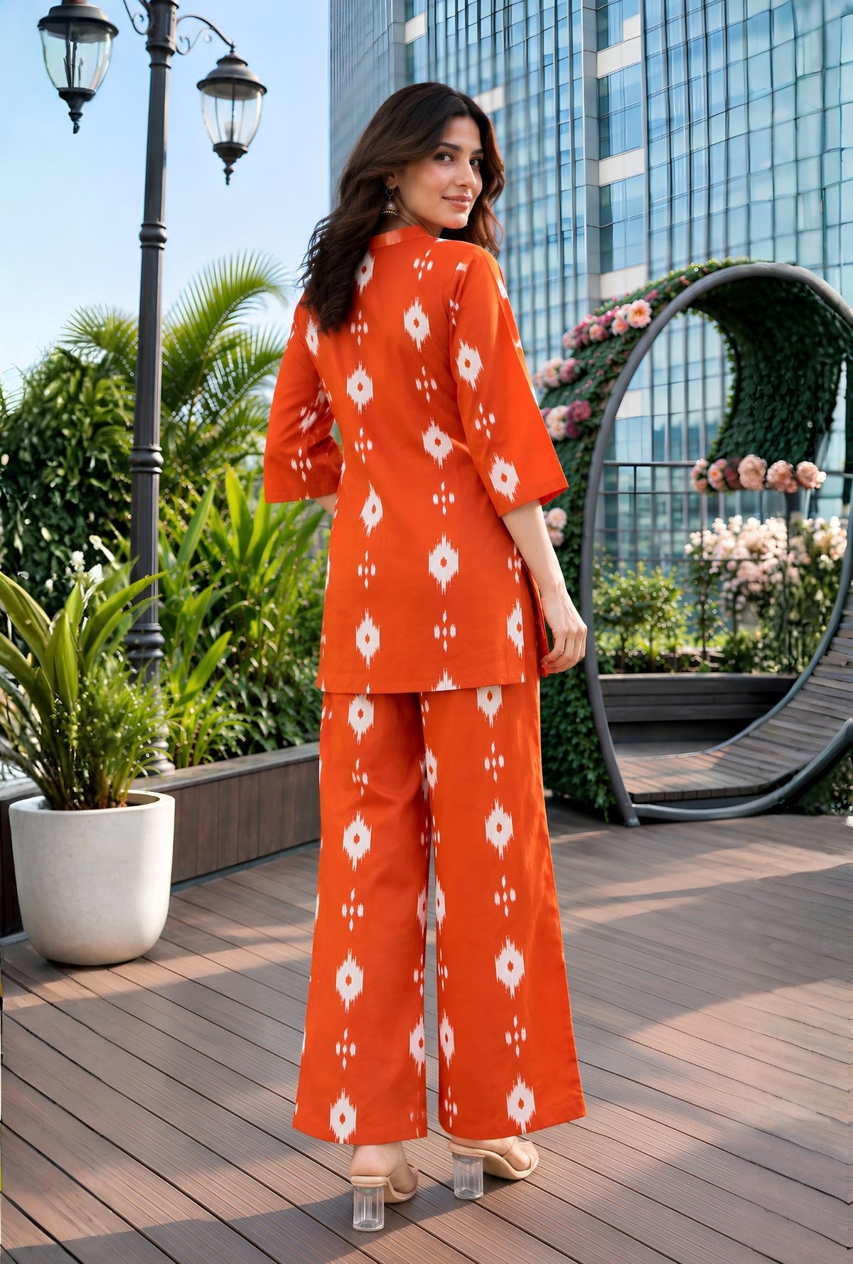Amber Ikat Rust Printed Cotton Co-ords Set