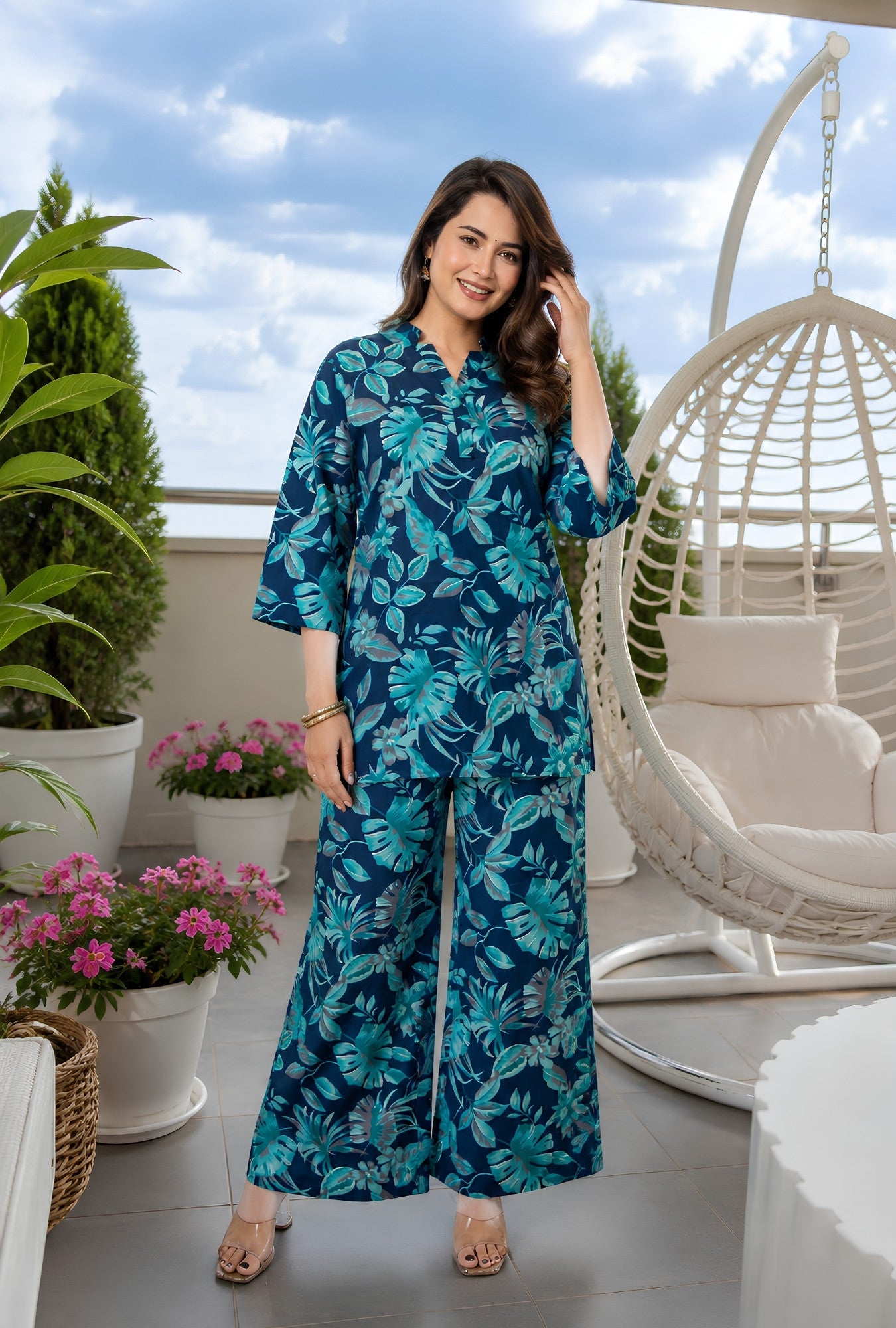 Meadow Breeze Blue Cotton Co-ords Set