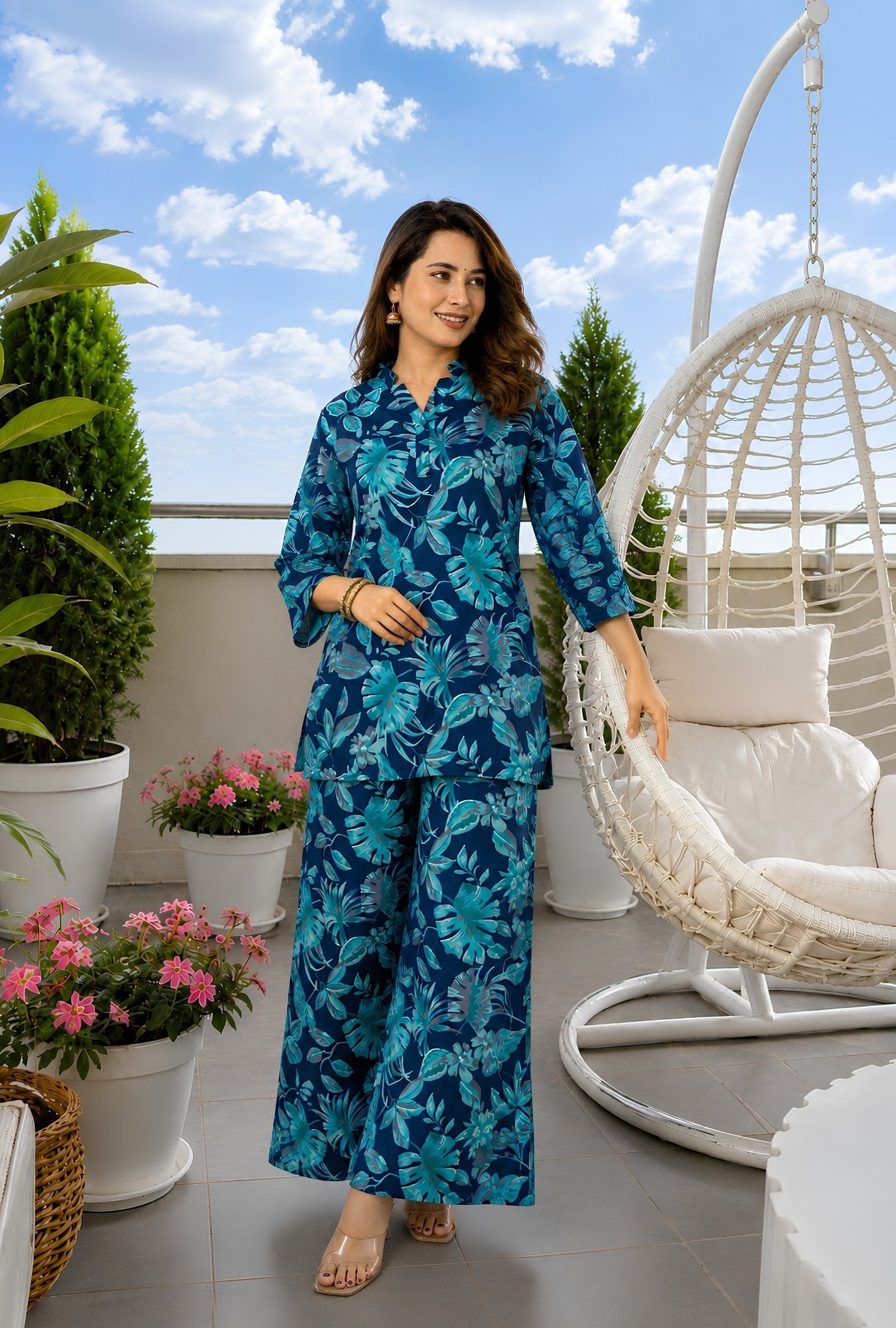 Meadow Breeze Blue Cotton Co-ords Set