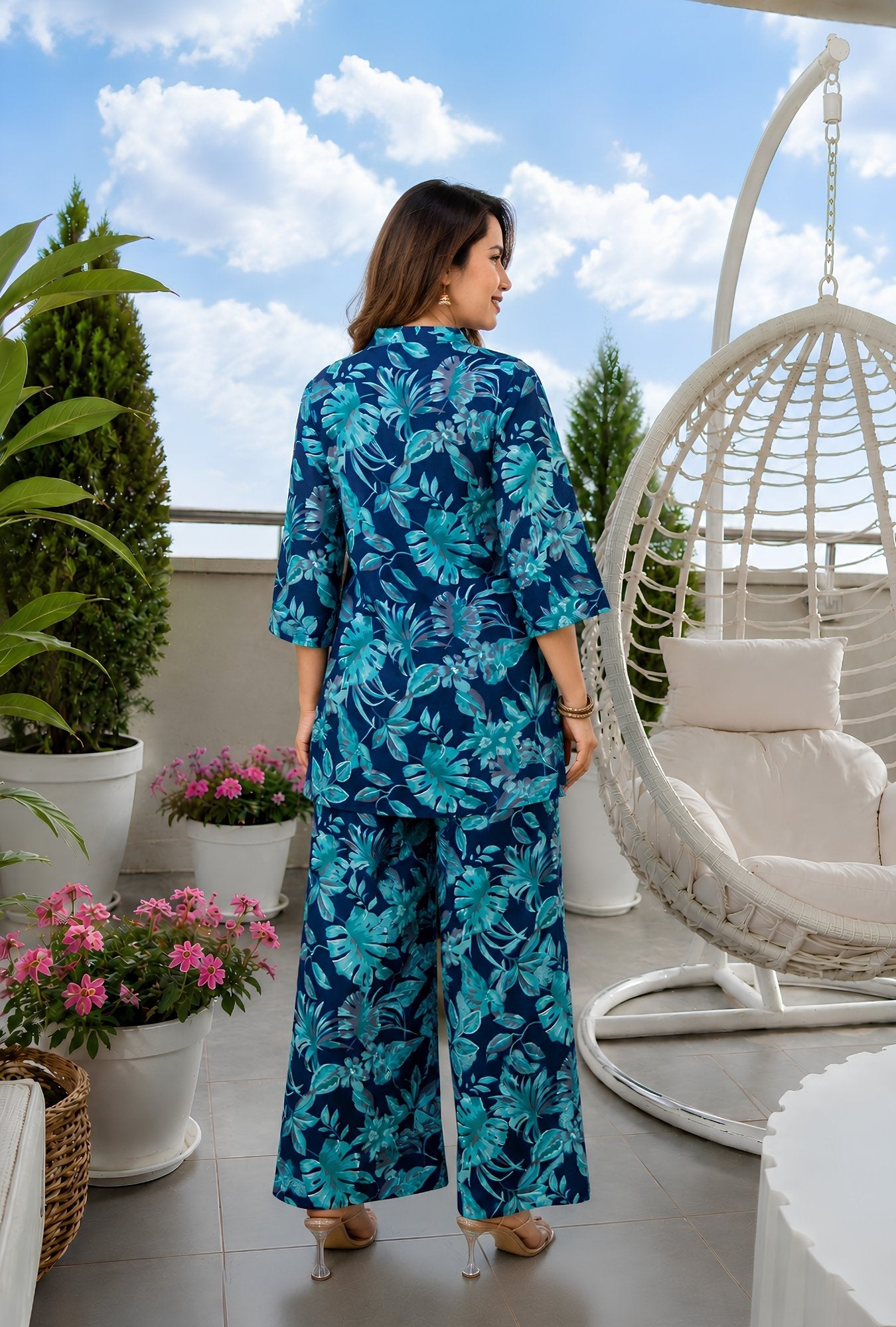 Meadow Breeze Blue Cotton Co-ords Set
