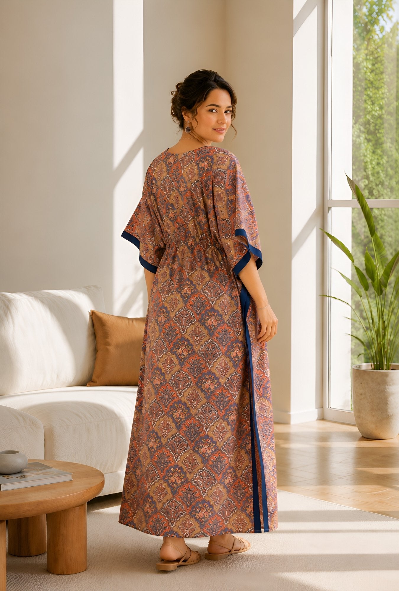 Anastya Royal Paisley Multicolor Cotton Loungewear Kaftan