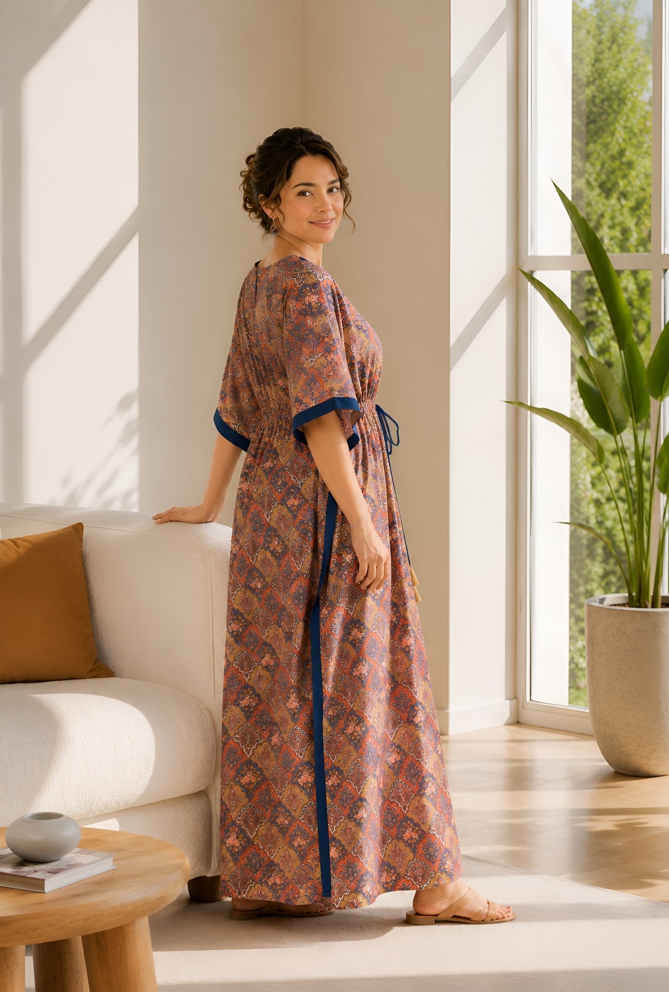 Anastya Royal Paisley Multicolor Cotton Loungewear Kaftan