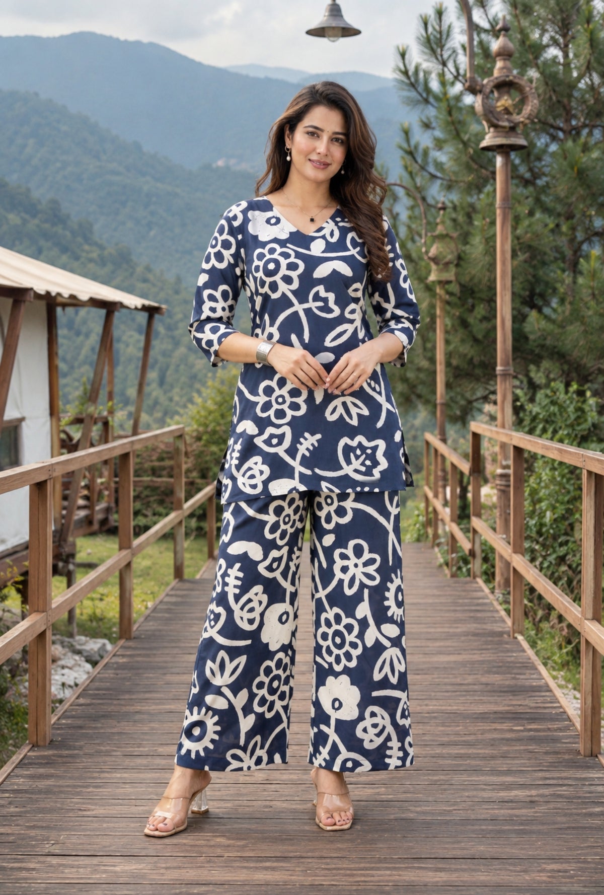 Blue Botanica Printed Cotton Co-ords Set