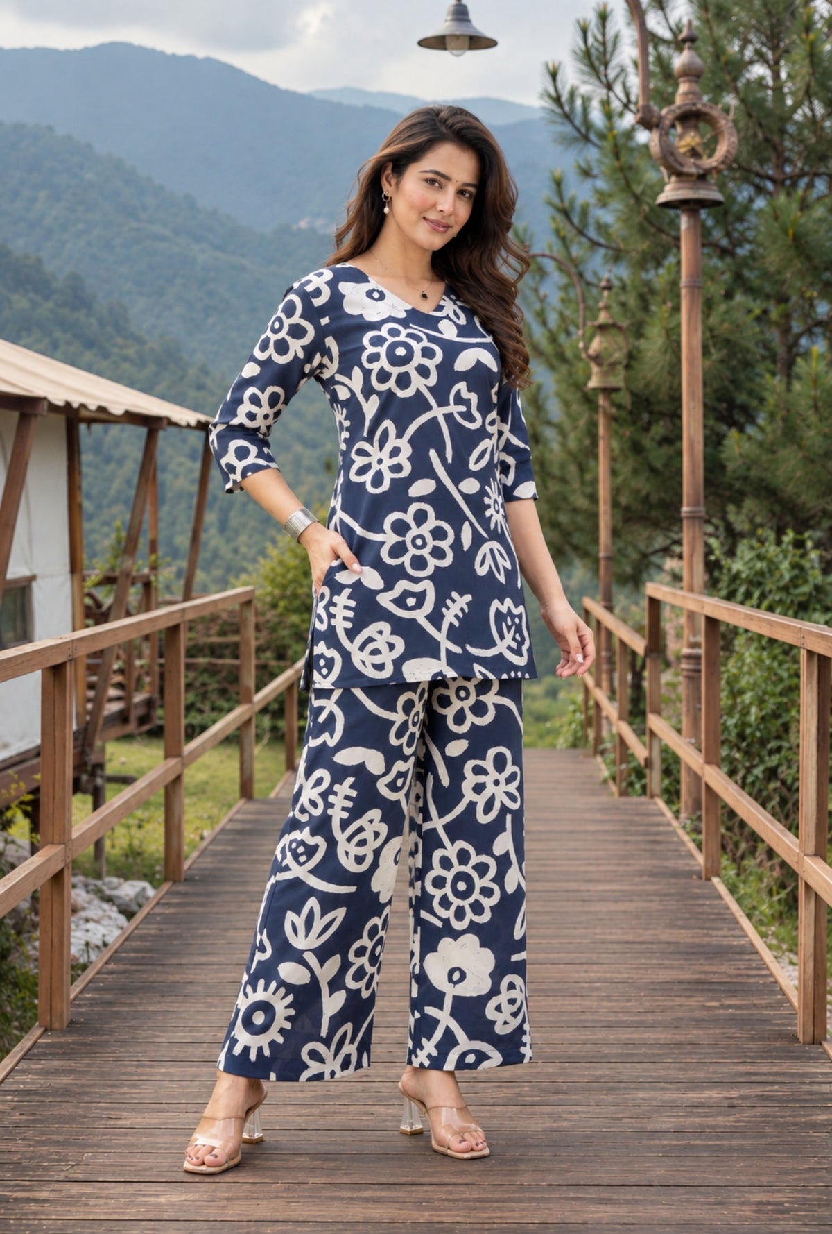Blue Botanica Printed Cotton Co-ords Set