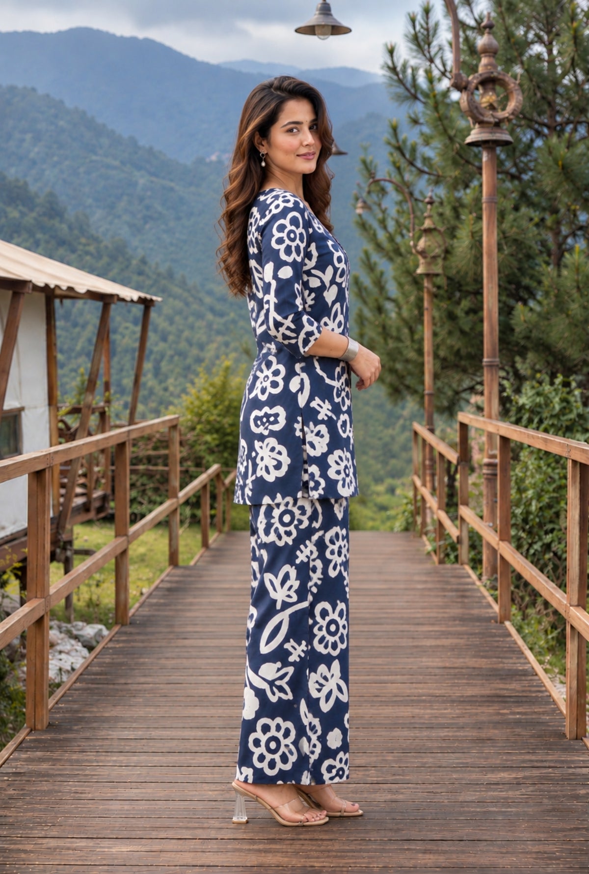 Blue Botanica Printed Cotton Co-ords Set