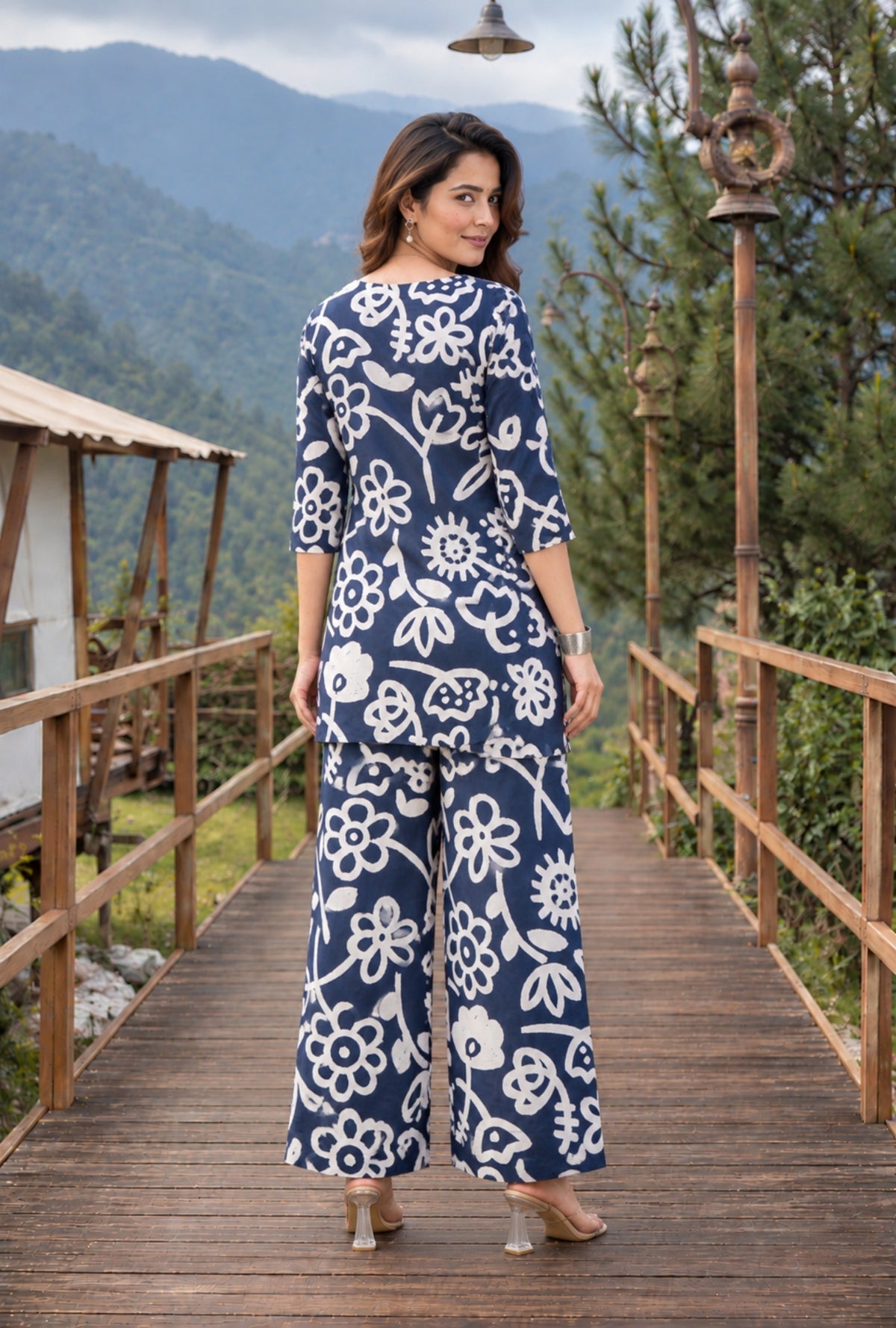 Blue Botanica Printed Cotton Co-ords Set