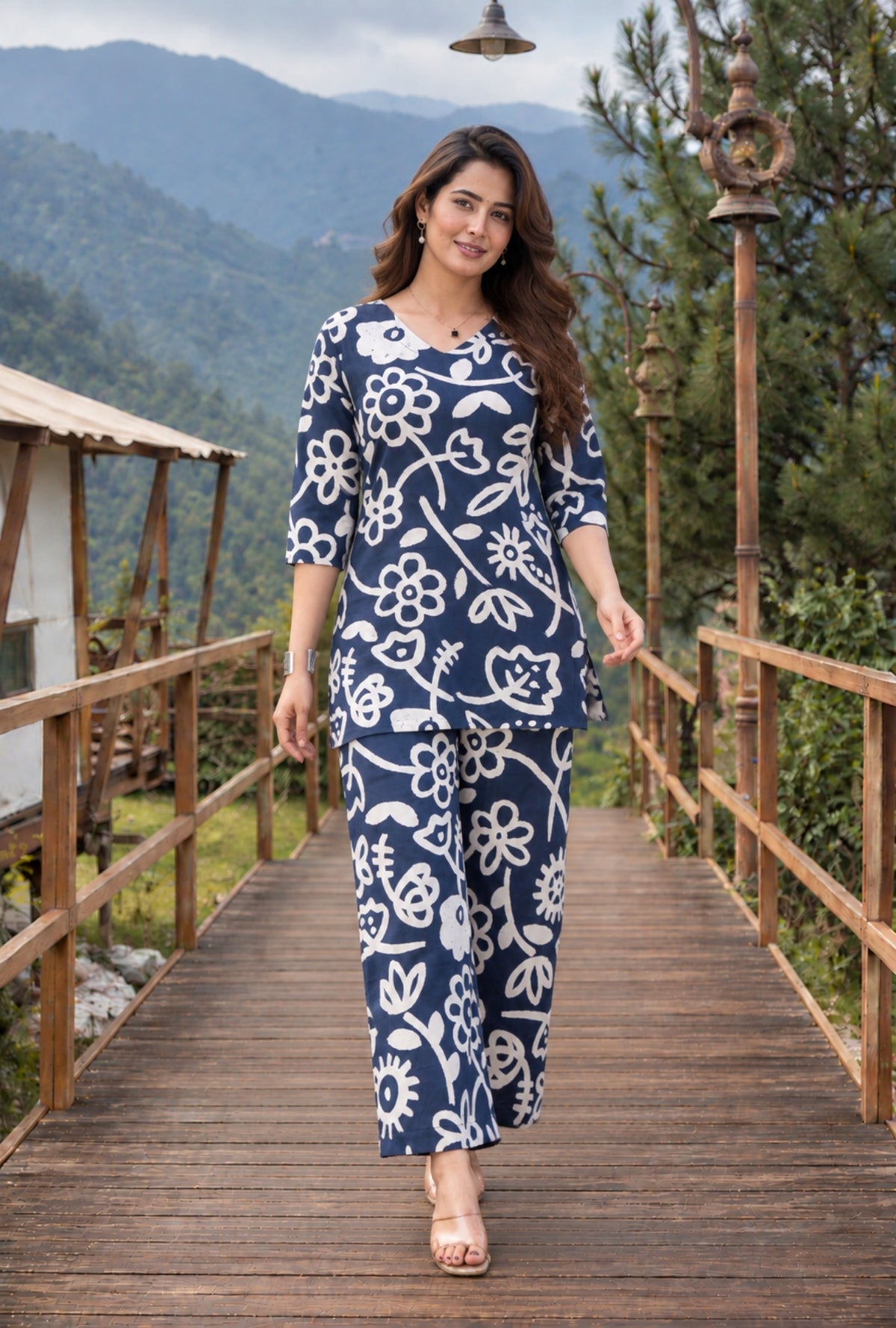 Blue Botanica Printed Cotton Co-ords Set