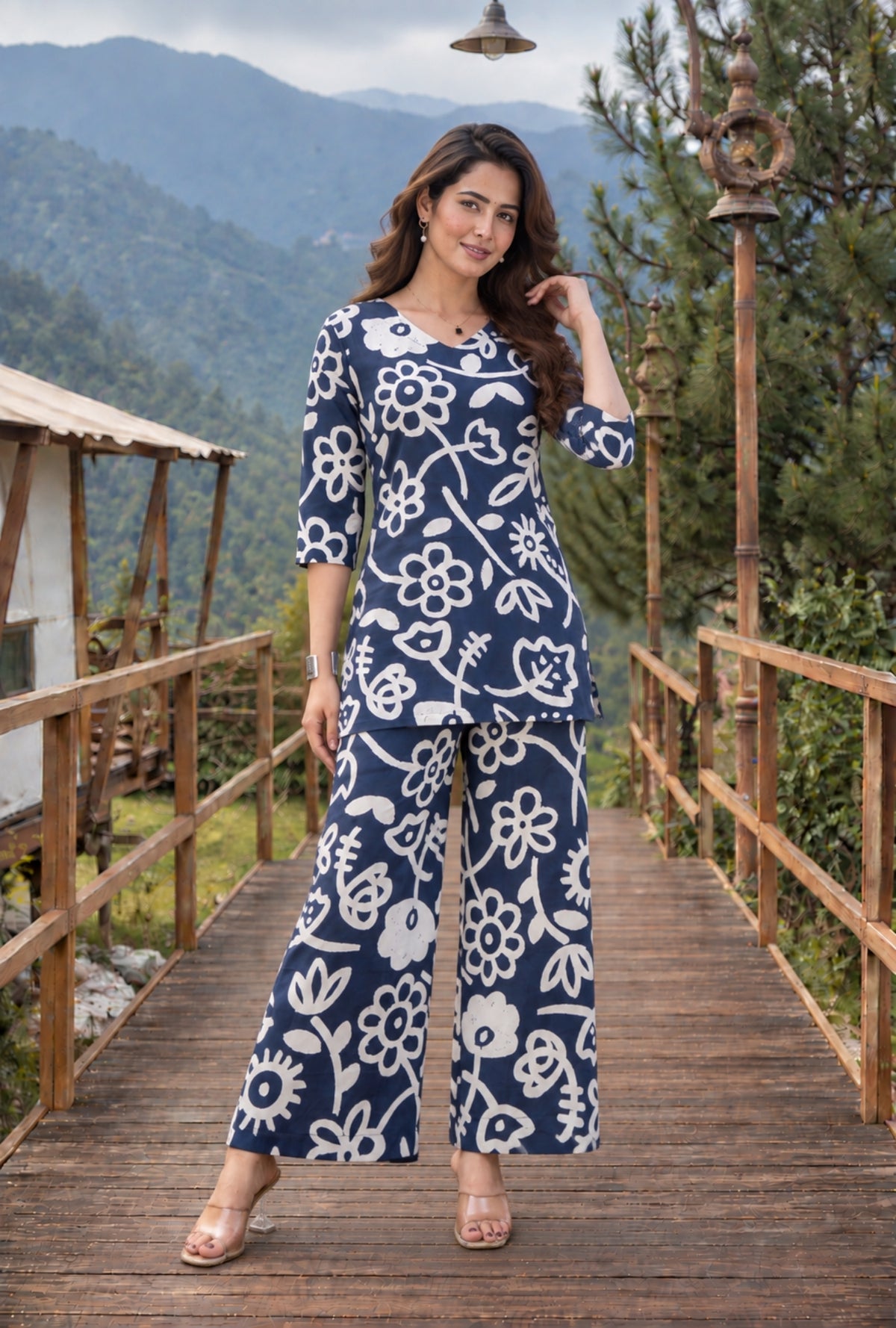 Blue Botanica Printed Cotton Co-ords Set
