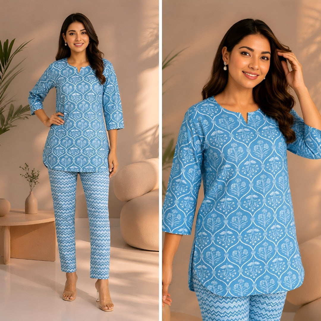 Flora Nook Grey Cotton Loungewear set