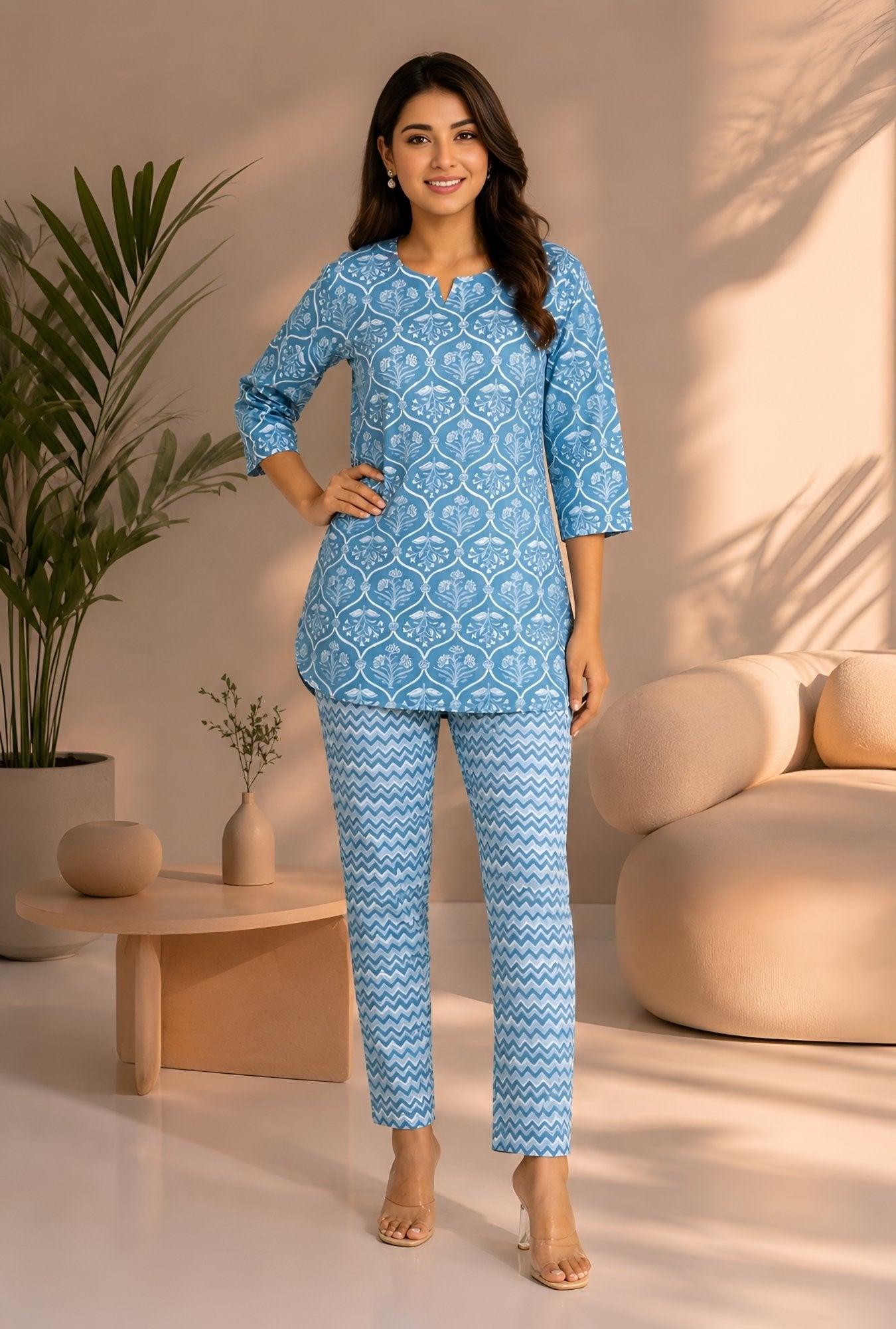 Flora Nook Grey Cotton Loungewear set