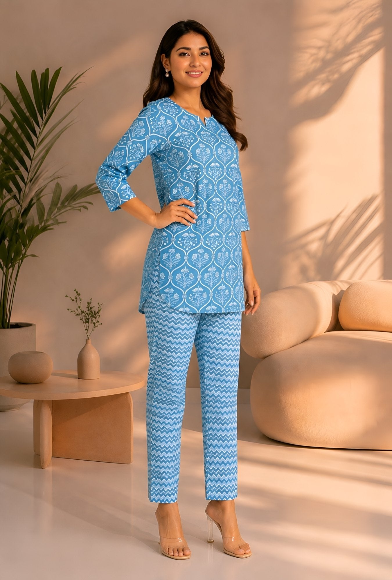 Flora Nook Grey Cotton Loungewear set