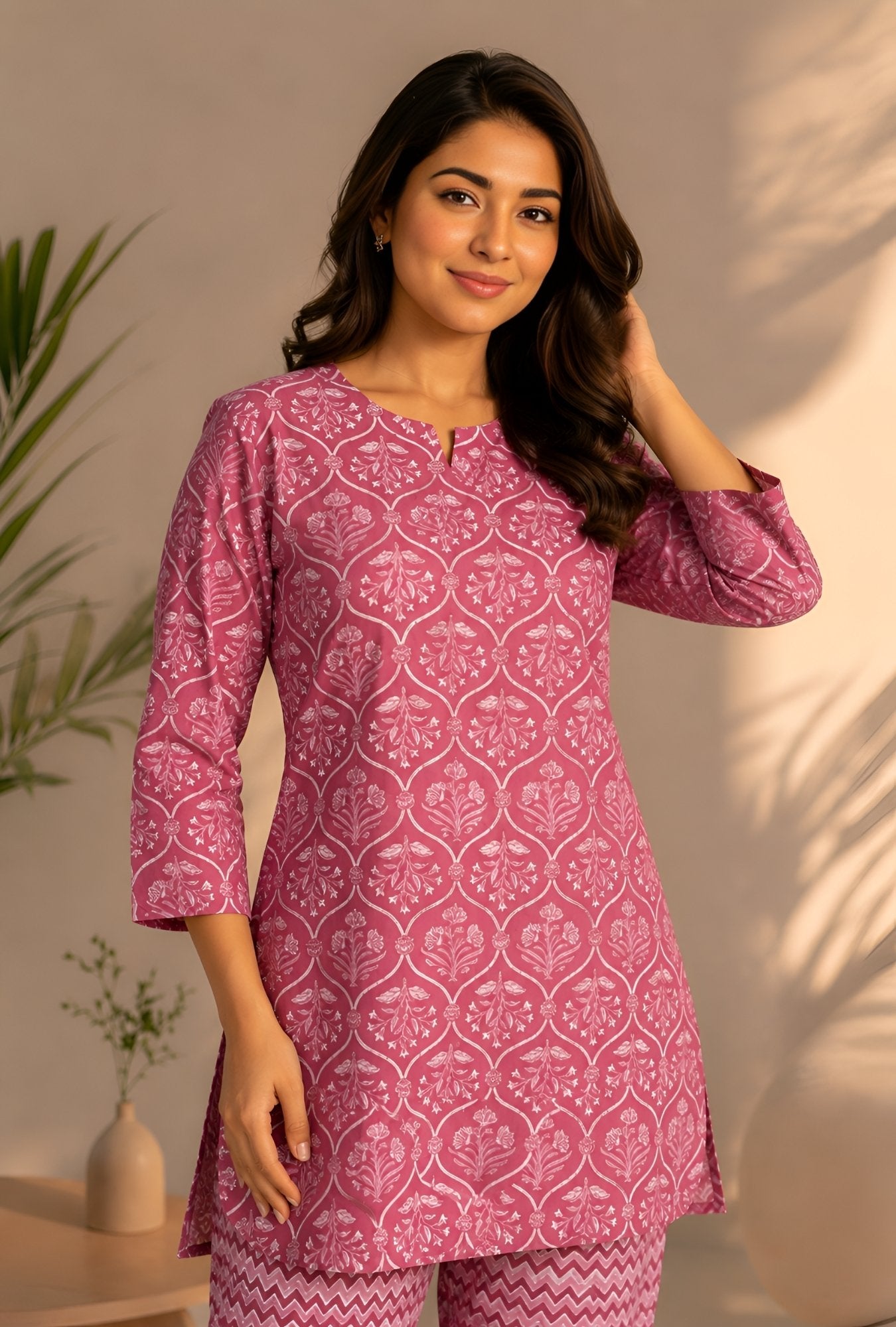 Flora Nook Wineberry Cotton Loungewear set