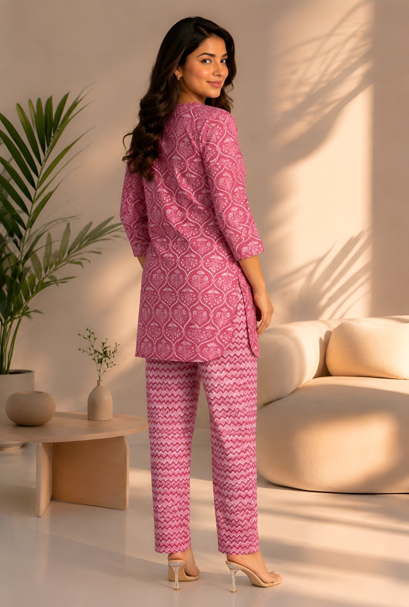 Flora Nook Wineberry Cotton Loungewear set