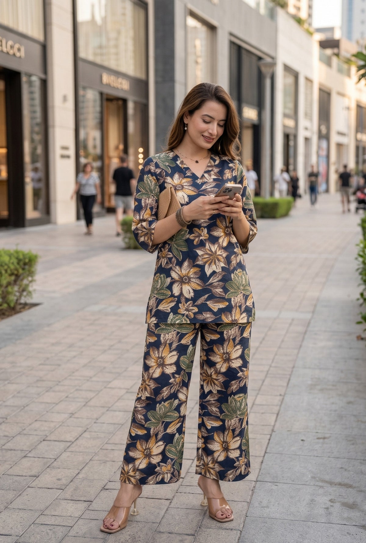 Lapis Flora Blue Printed Cotton Co-ords Set