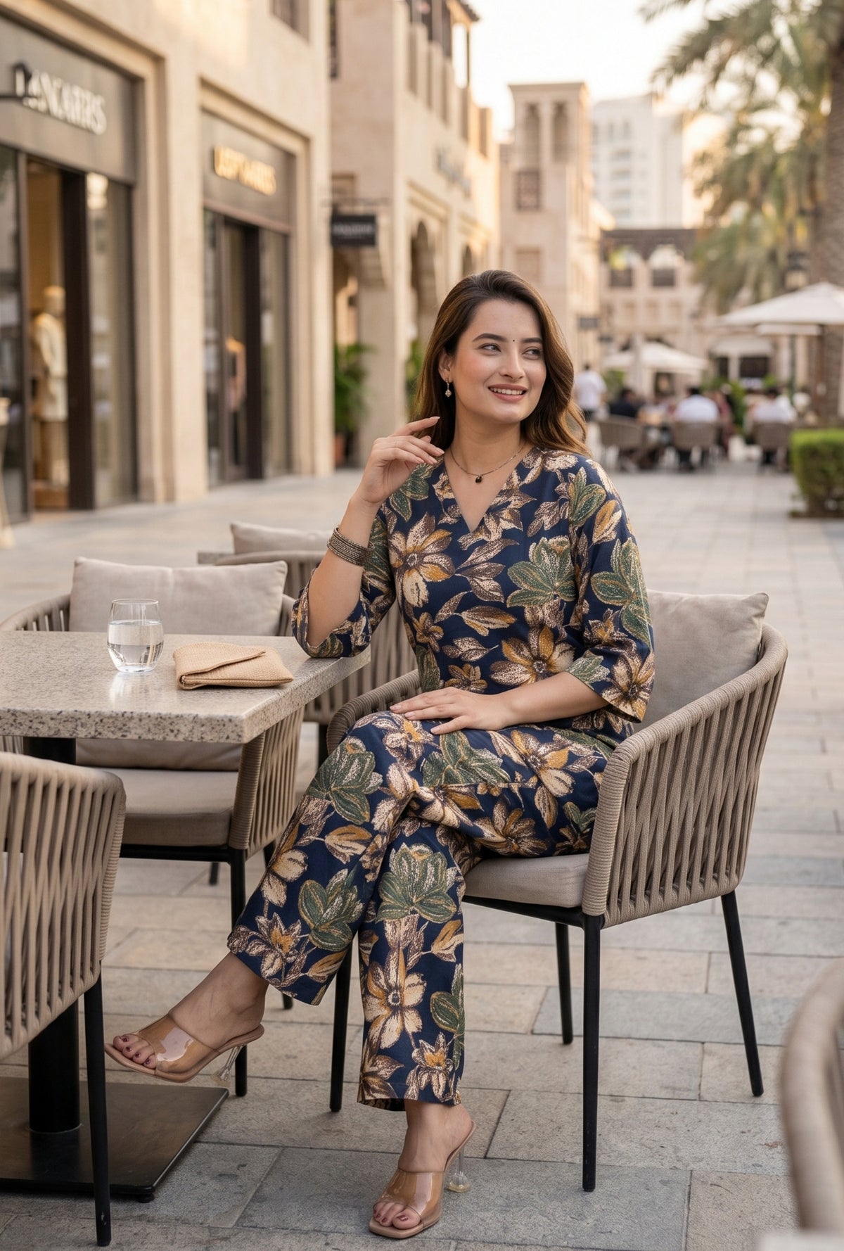 Lapis Flora Blue Printed Cotton Co-ords Set