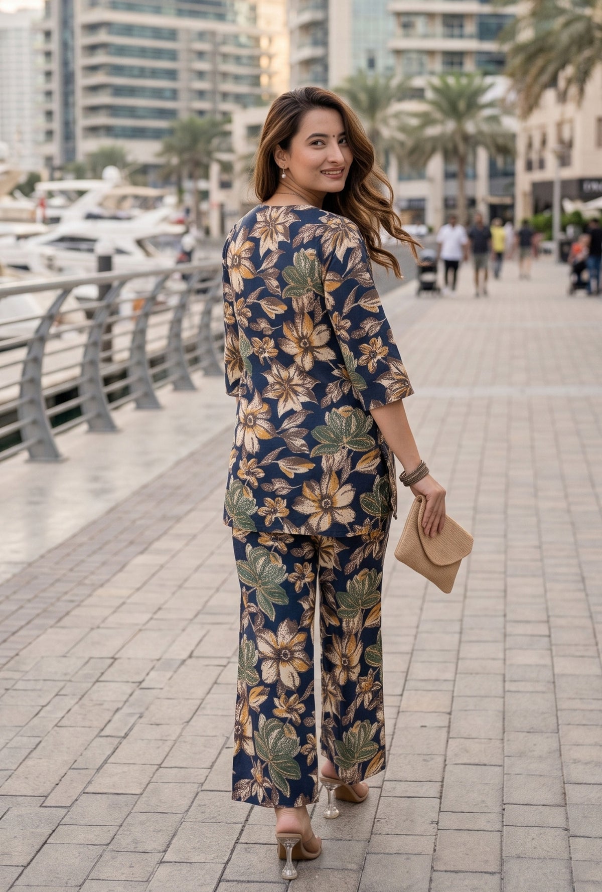 Lapis Flora Blue Printed Cotton Co-ords Set