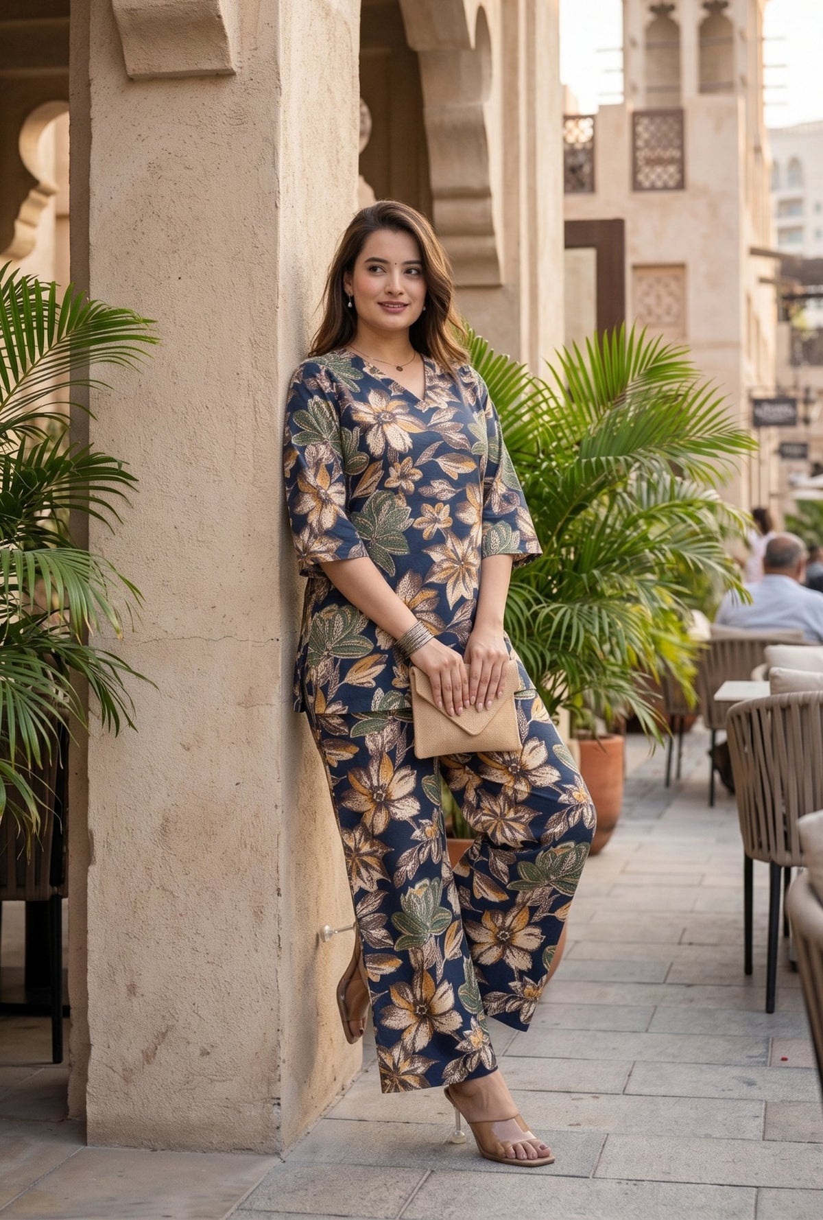 Lapis Flora Blue Printed Cotton Co-ords Set