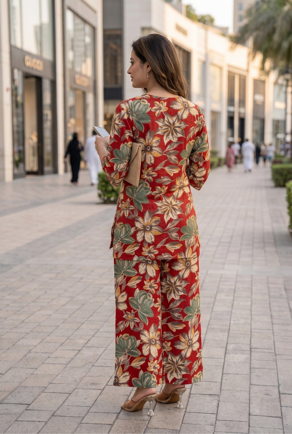 Lapis Flora Red Printed Cotton Co-ords Set