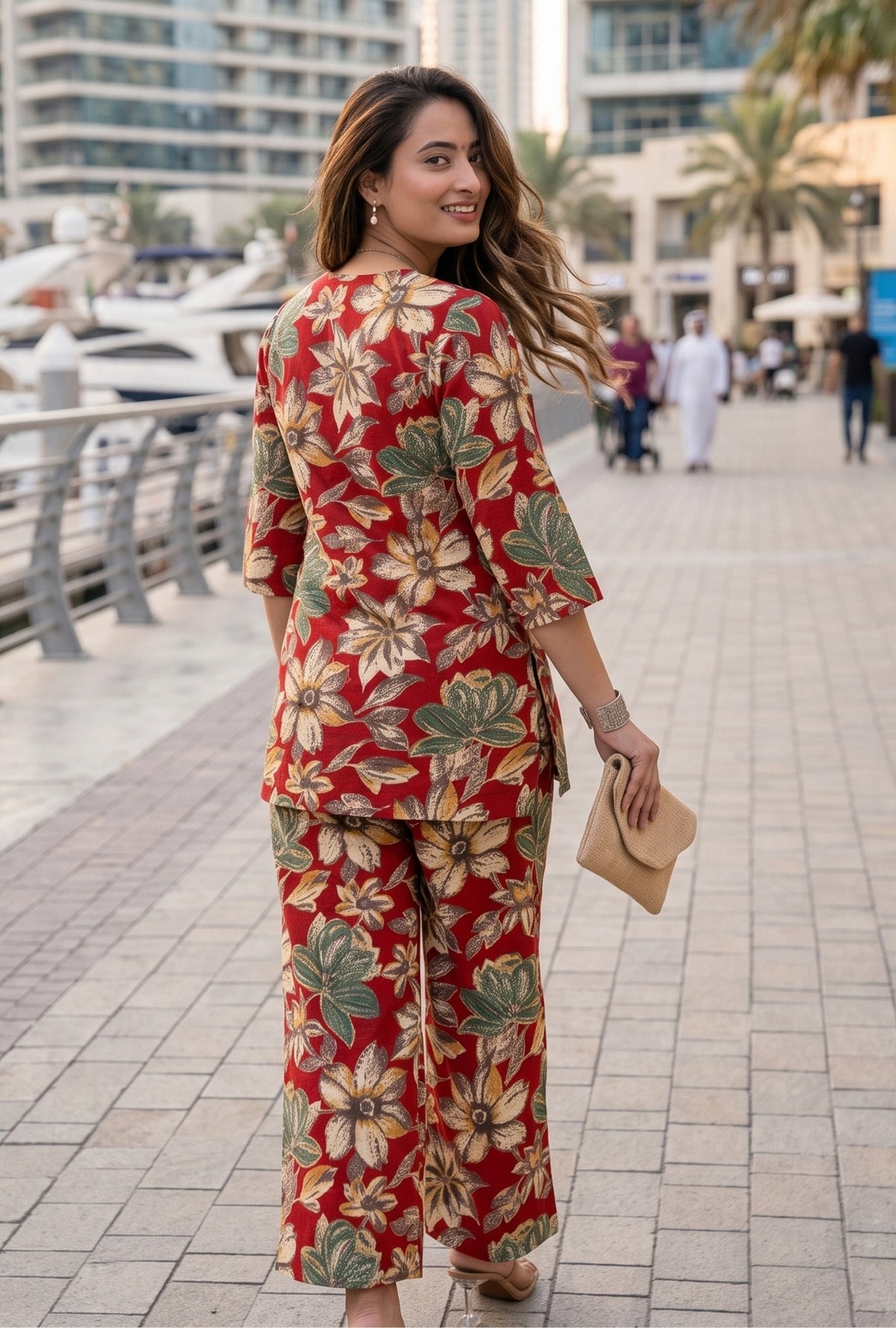 Lapis Flora Red Printed Cotton Co-ords Set