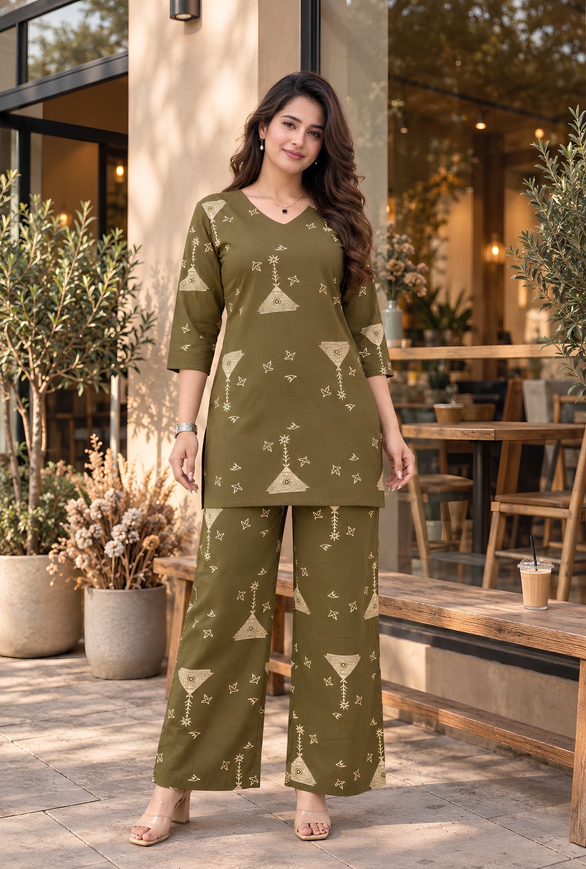 Nomad Mehndi Printed Cotton Co-ords Set