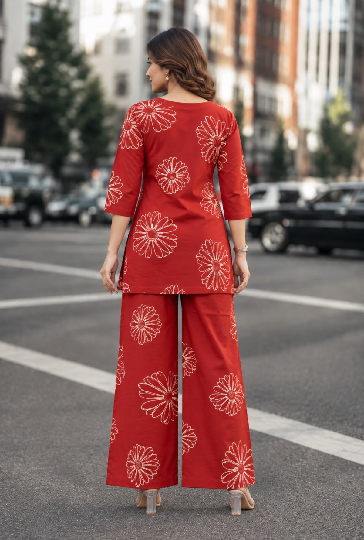 Ruby Flora Maroon Printed Cotton Co-ords Set