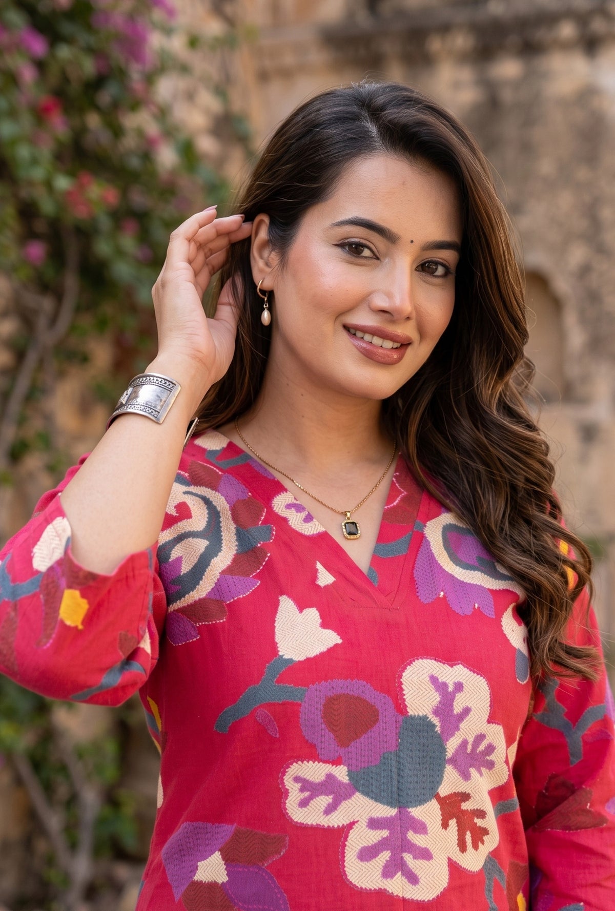 Sapphire Jardin Rani Pink Printed Cotton Co-ords Set