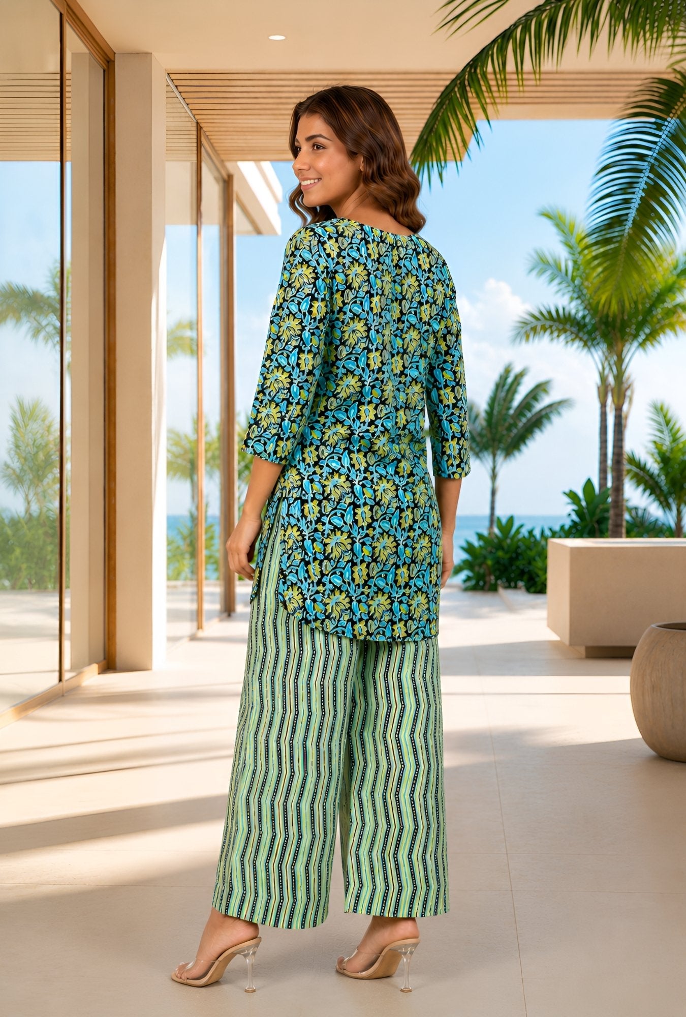 Shadow Bloom Black Print Cotton Loungewear set