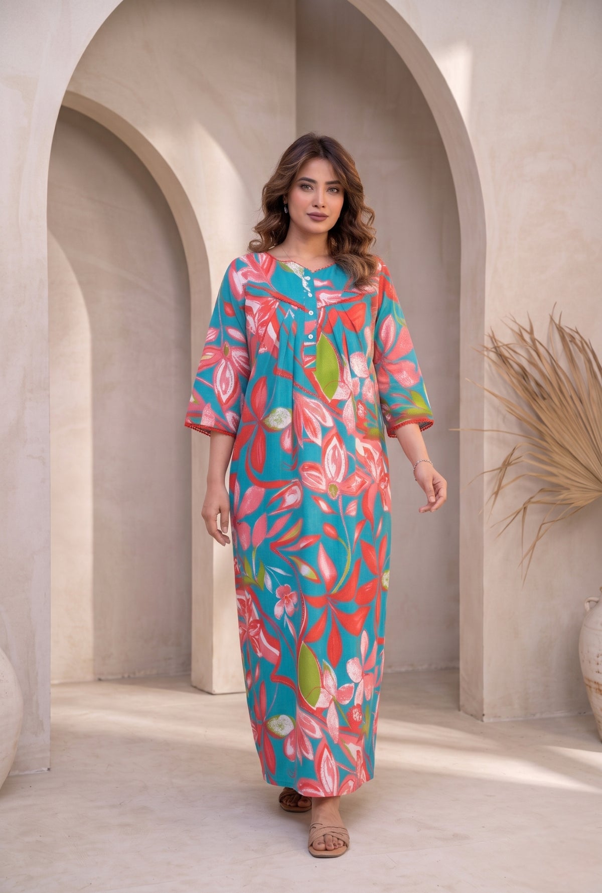 Tropical Breeze Floral Cotton Night Gown