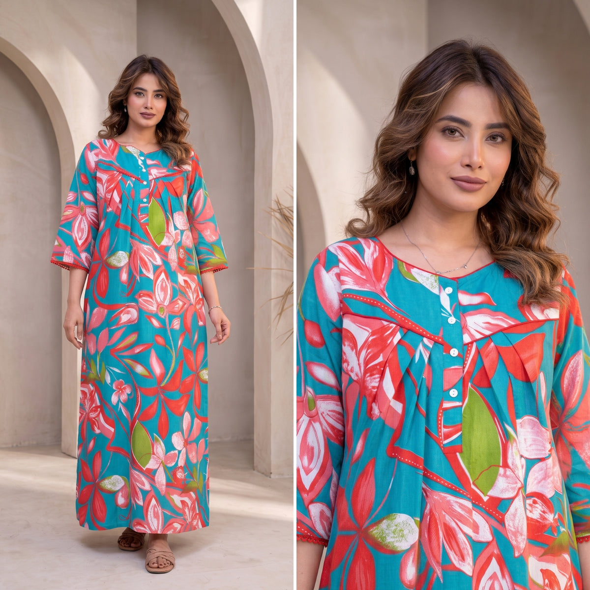 Tropical Breeze Floral Cotton Night Gown