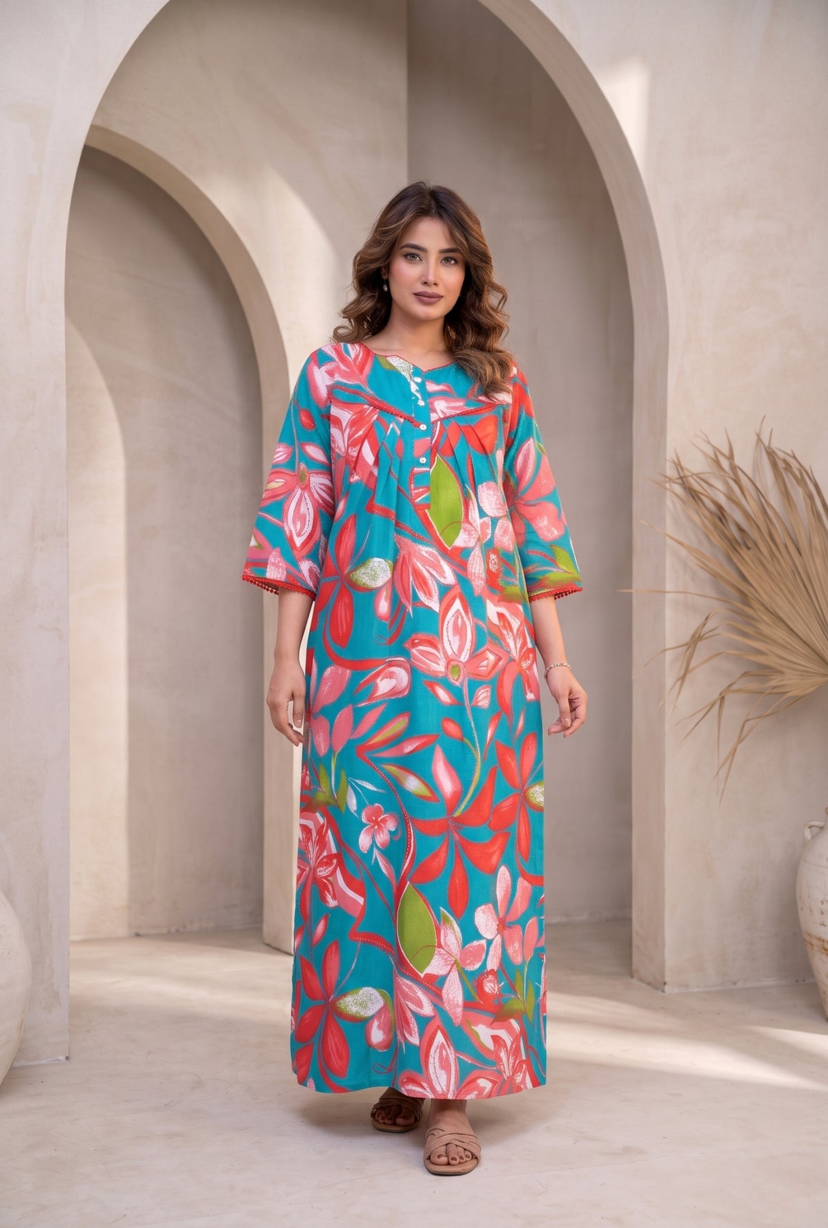 Tropical Breeze Floral Cotton Night Gown