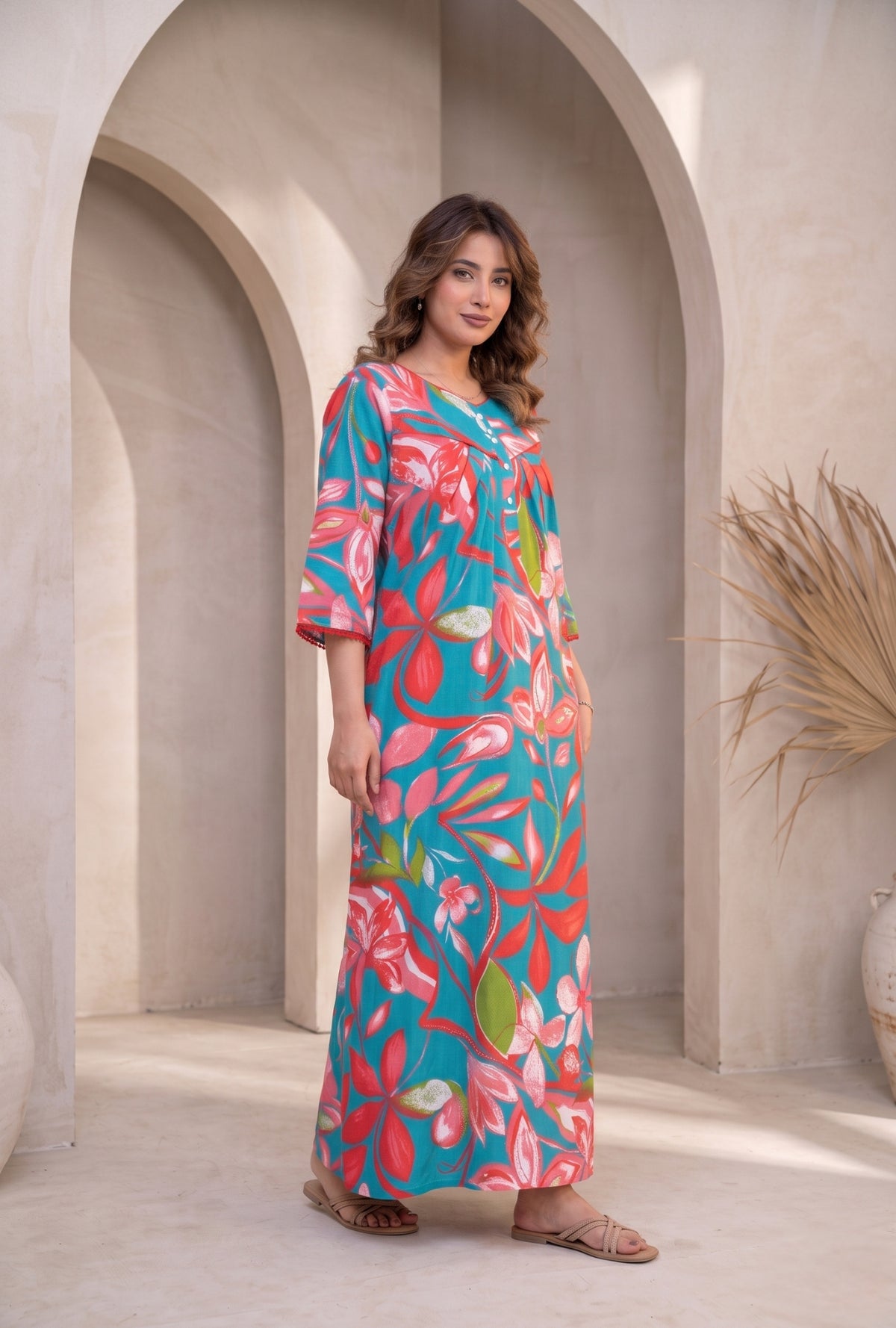 Tropical Breeze Floral Cotton Night Gown
